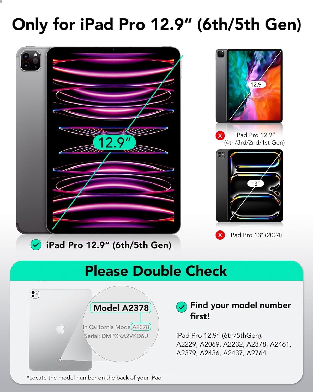imageESR for iPad Pro 13 Inch Case M5M4 20252024 Thin and Lightweight Shock and Drop Protection Yellowing Resistant Hard Back Supports Pencil Pro and PencilUSBC Classic Series ClearClear Black