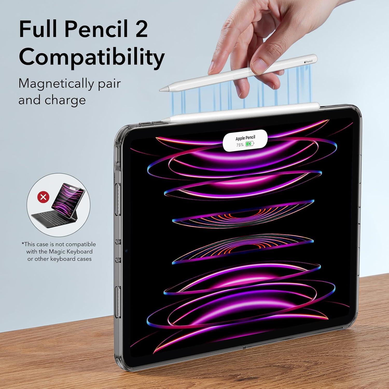 imageESR for iPad Pro 13 Inch Case M5M4 20252024 Thin and Lightweight Shock and Drop Protection Yellowing Resistant Hard Back Supports Pencil Pro and PencilUSBC Classic Series ClearClear Black