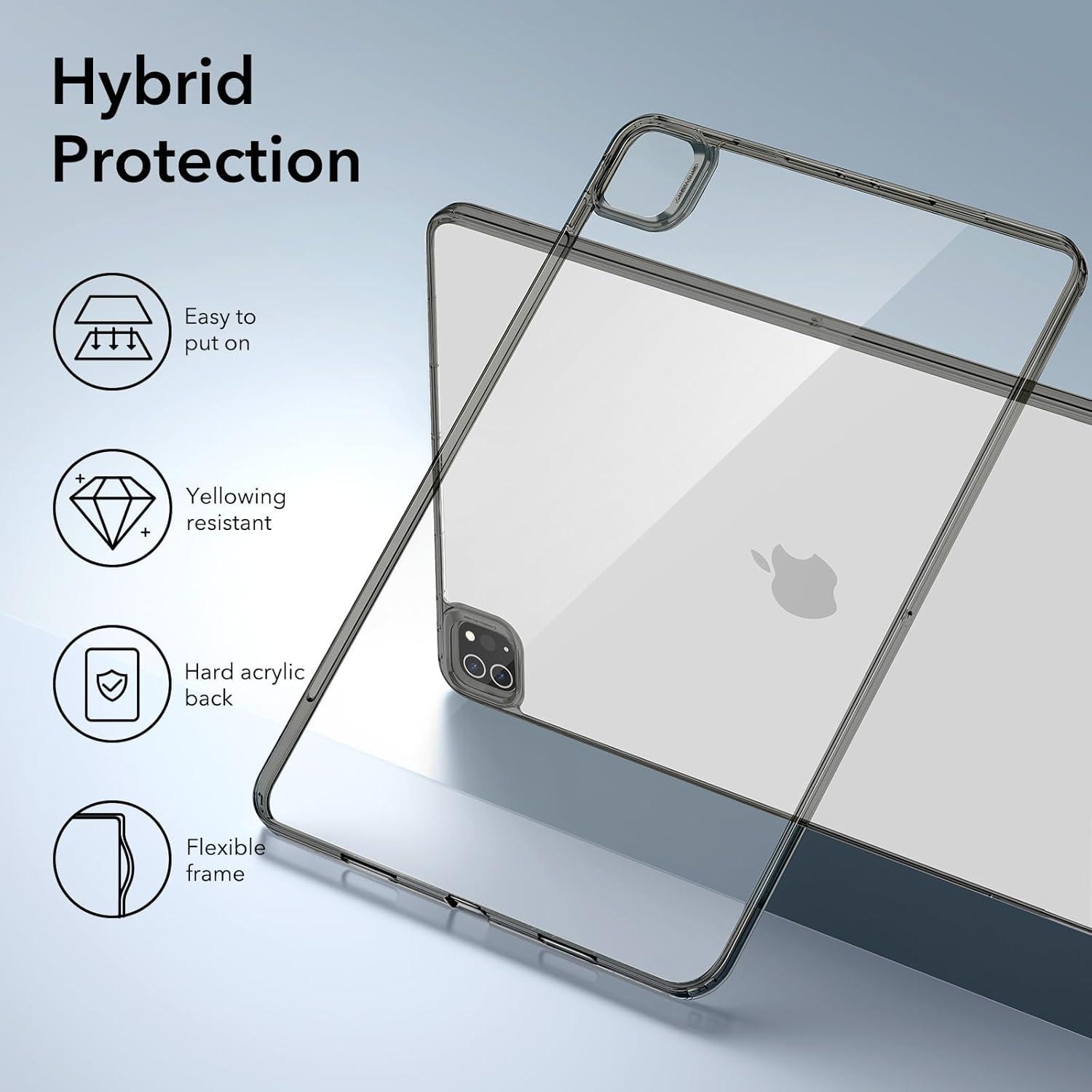 imageESR for iPad Pro 13 Inch Case M5M4 20252024 Thin and Lightweight Shock and Drop Protection Yellowing Resistant Hard Back Supports Pencil Pro and PencilUSBC Classic Series ClearClear Black