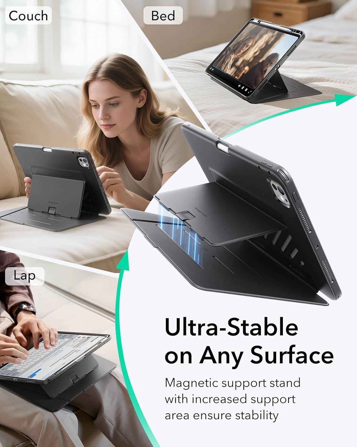 imageESR for iPad Pro 13 Inch Case M5M4 20252024 Vertical Stand Cover Multi Stand Angles UltraStable Case with Pencil Holder Flip Series BlackBlack