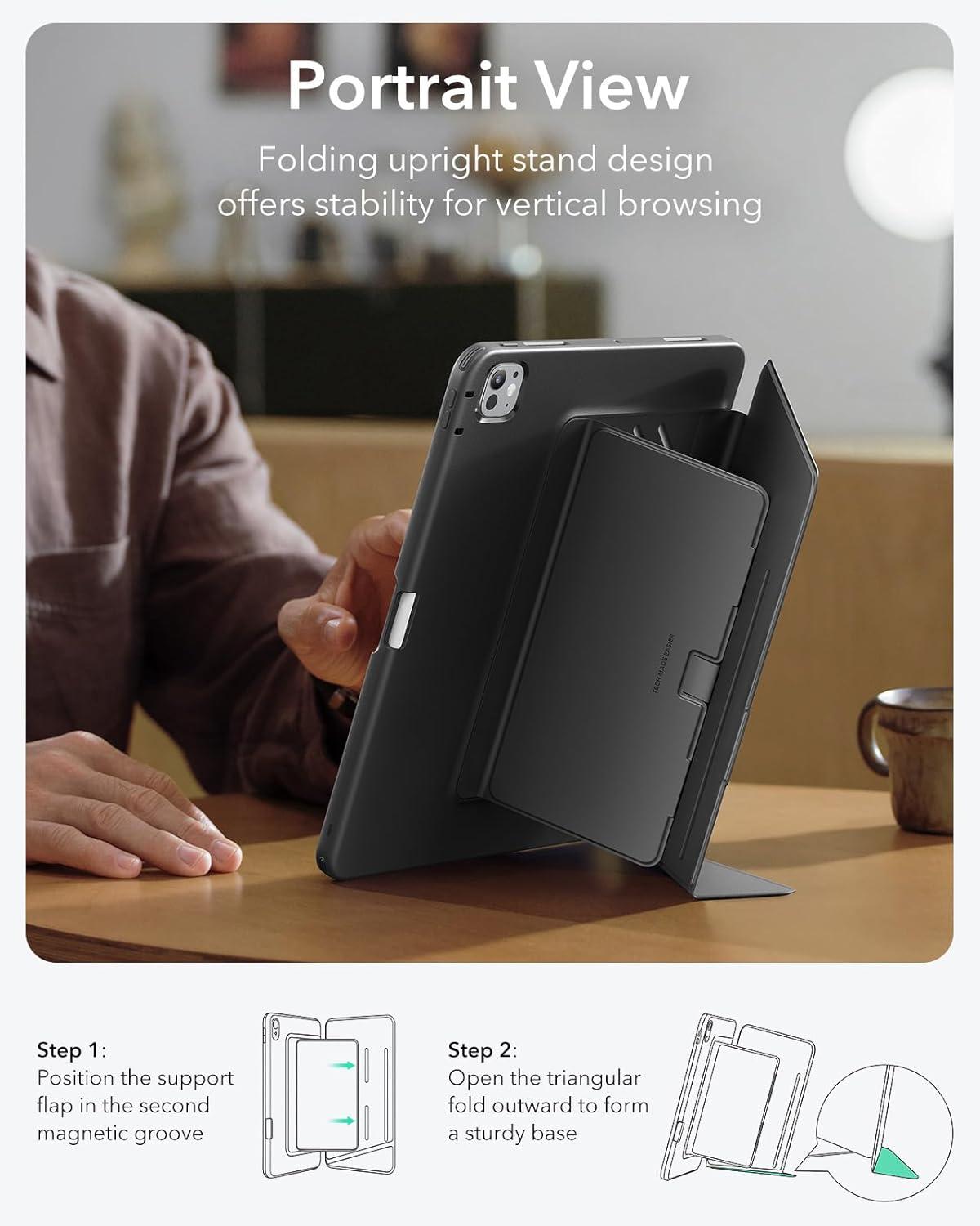 imageESR for iPad Pro 13 Inch Case M5M4 20252024 Vertical Stand Cover Multi Stand Angles UltraStable Case with Pencil Holder Flip Series BlackBlack