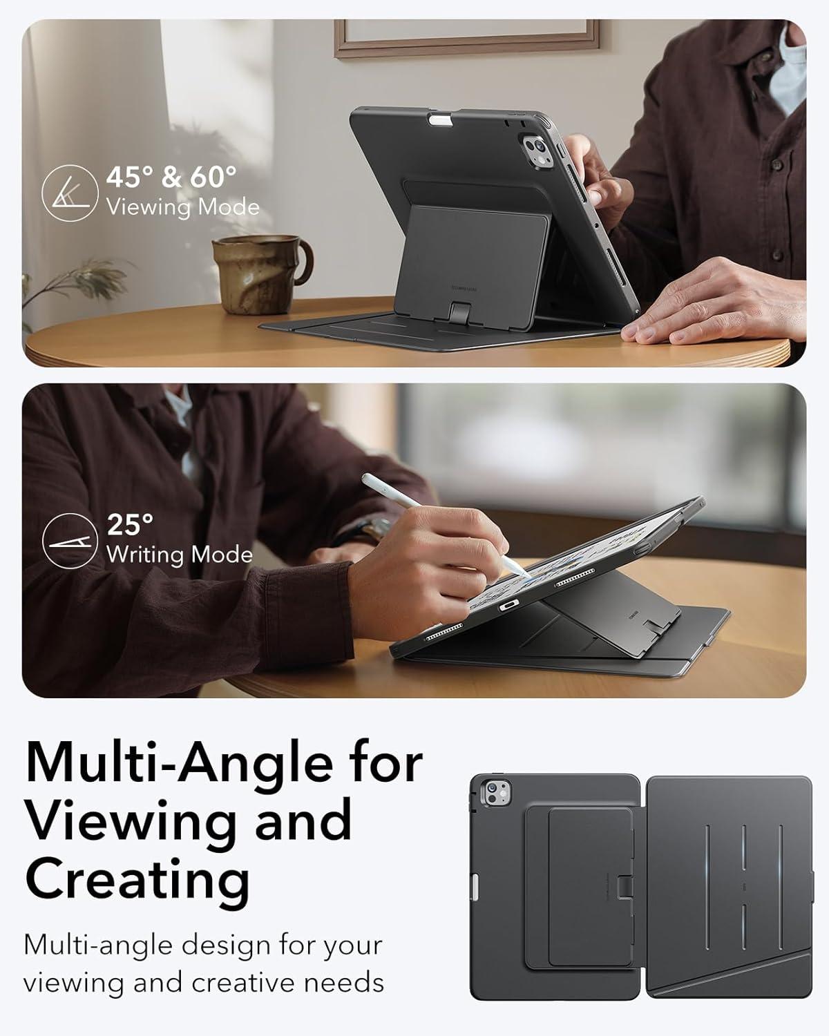 imageESR for iPad Pro 13 Inch Case M5M4 20252024 Vertical Stand Cover Multi Stand Angles UltraStable Case with Pencil Holder Flip Series BlackBlack