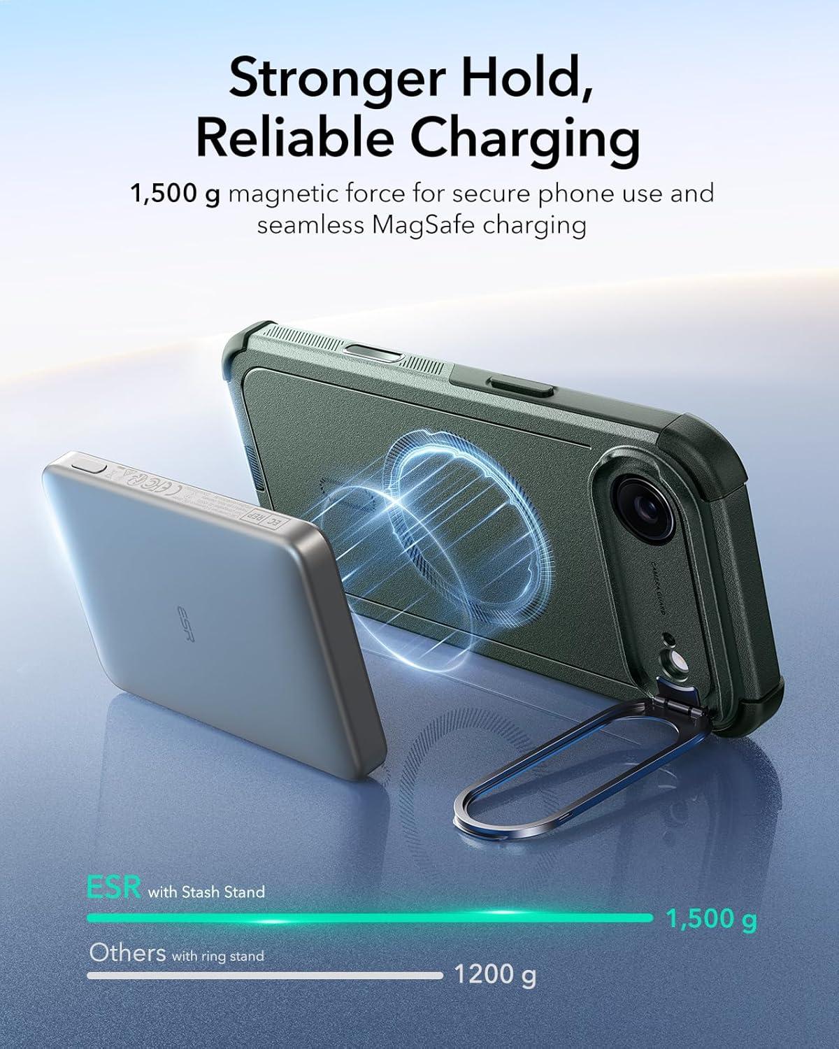 imageESR for iPhone 13 Pro Case with Stand 23 ft MilitaryGrade Drop Protection Heavy Duty Magnetic Phone Case Compatible with MagSafe Accessories Cyber Series BlackACamera ControlGreen