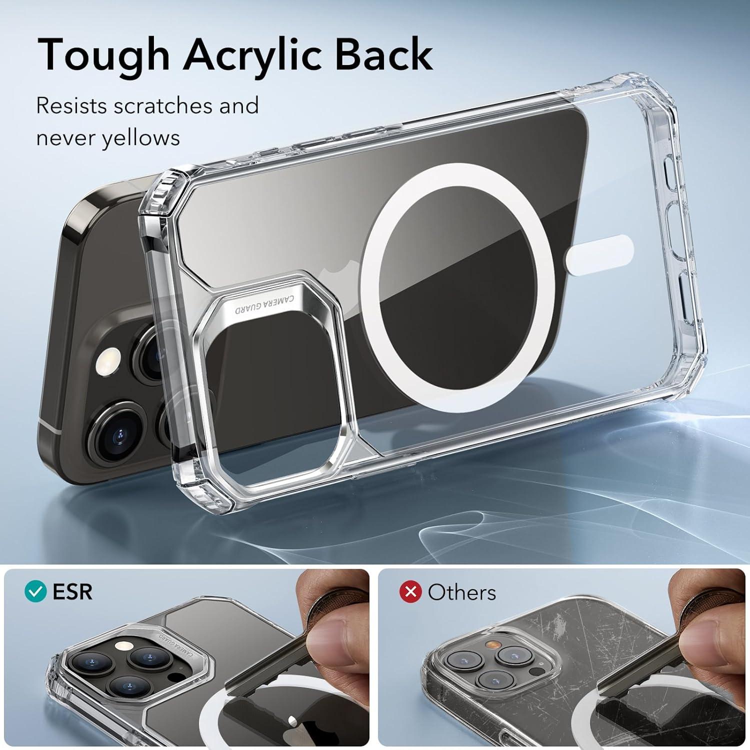 imageESR for iPhone 15 Pro Case Compatible with MagSafe Set with 2 Screen Protectors and Single Lens Protectors Air Guard Corners YellowingResistant Acrylic Back Air Armor Series Frosted BlackClear Set