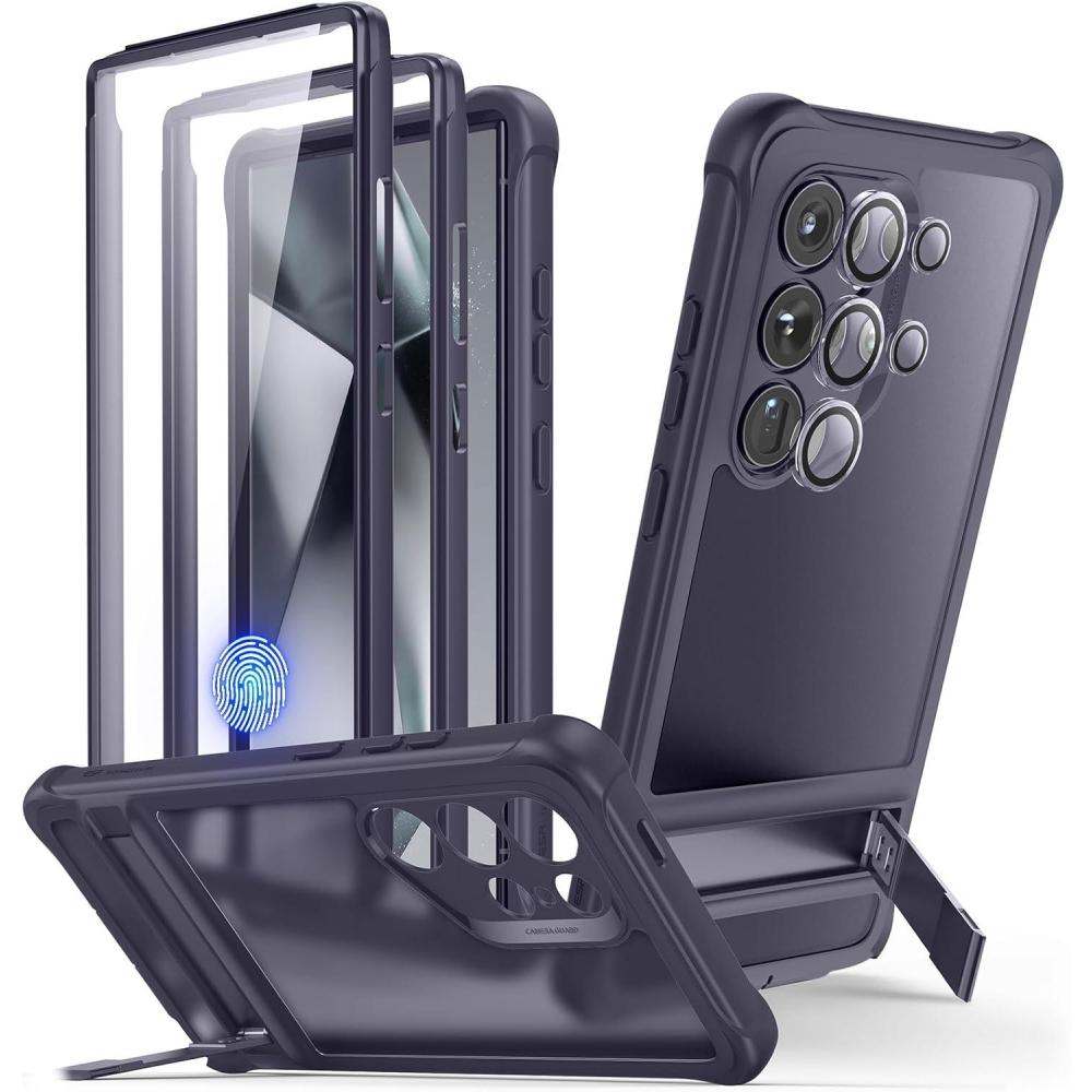 imageESR for Samsung Galaxy S22 Ultra Phone Case 3 Stand Modes Kickstand for S22 Ultra Cover MilitaryGrade Drop Protection Slim Fit Boost Series Case ClearArmorFrosted Purple