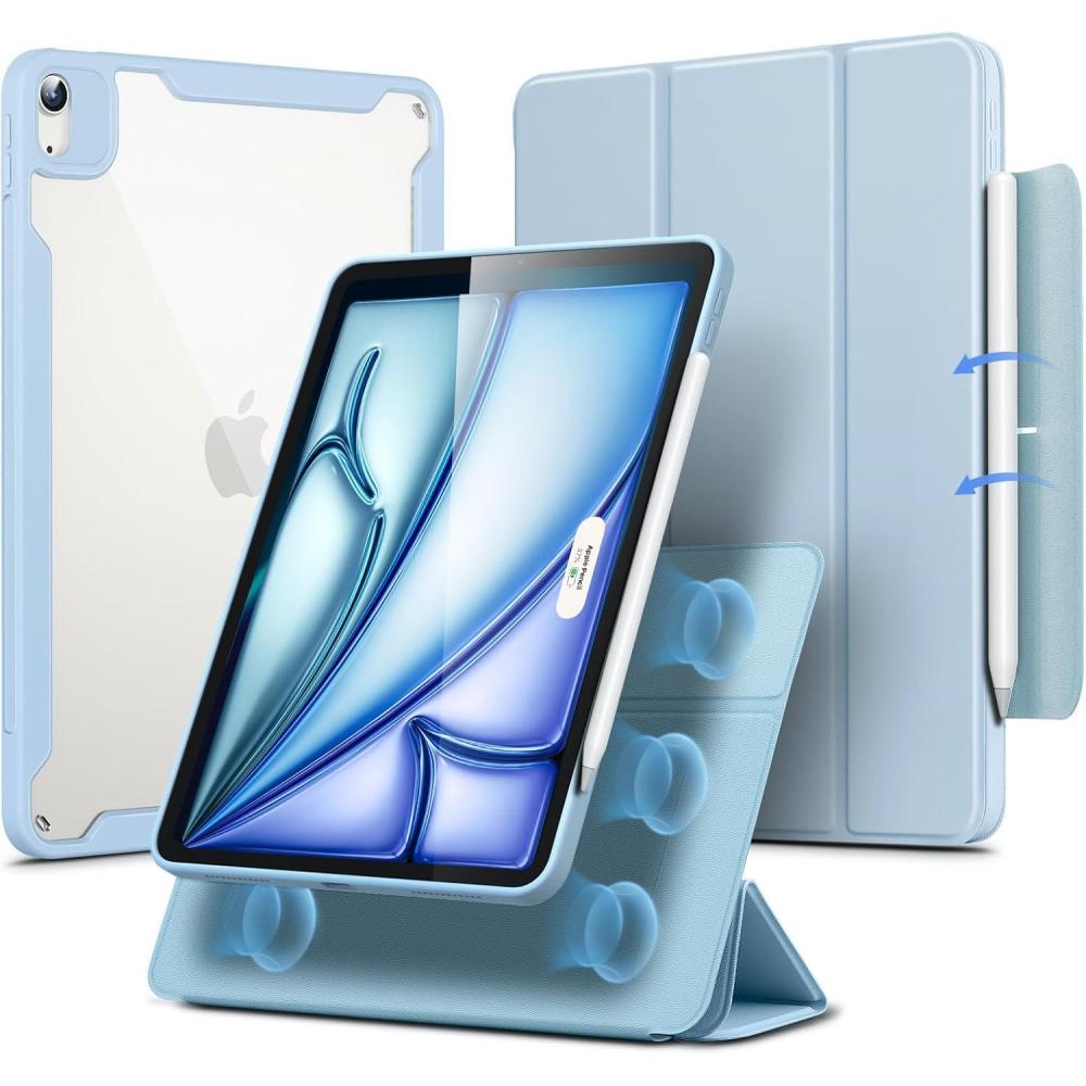 imageESR for iPad Air 11 Inch Case M3M2 20252024 iPad Air 5th4th Gen Case 20222020 109 Inch with Pencil Holder Removable Magnetic Cover Vertical Stand Rebound 360 Series Sky BlueBlue