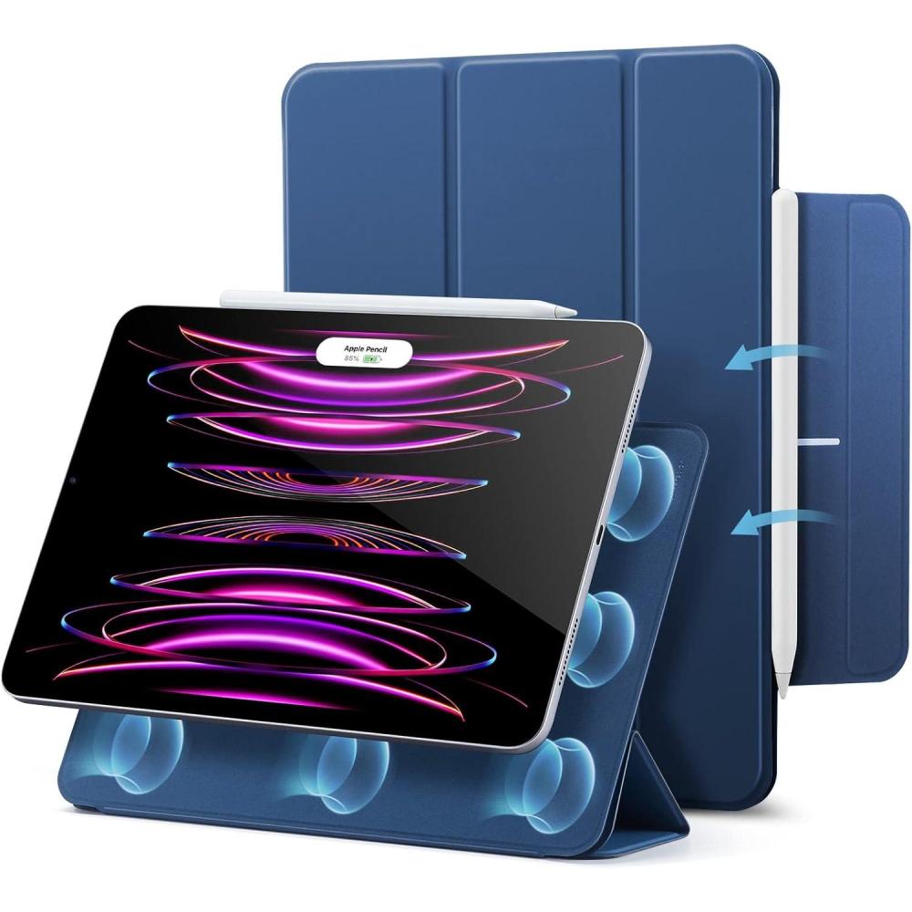 imageESR for iPad Pro 13 Inch Case M5M4 20252024 Powerful Magnetic Attachment Slim Trifold Stand Case Supports Pencil Pro amp PencilUSBC Auto WakeSleep Rebound Series GreenNavy Blue
