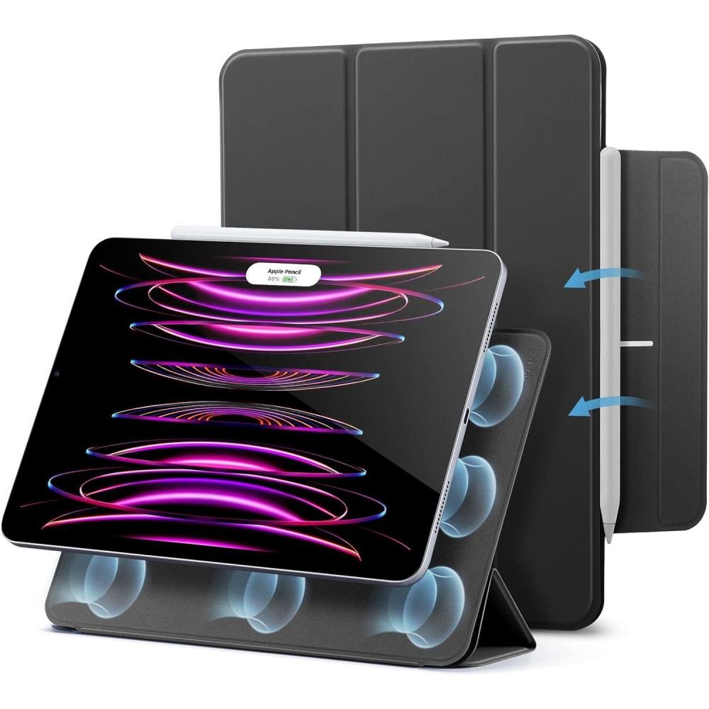 imageESR for iPad Pro 13 Inch Case M5M4 20252024 Powerful Magnetic Attachment Slim Trifold Stand Case Supports Pencil Pro amp PencilUSBC Auto WakeSleep Rebound Series GreenBlack