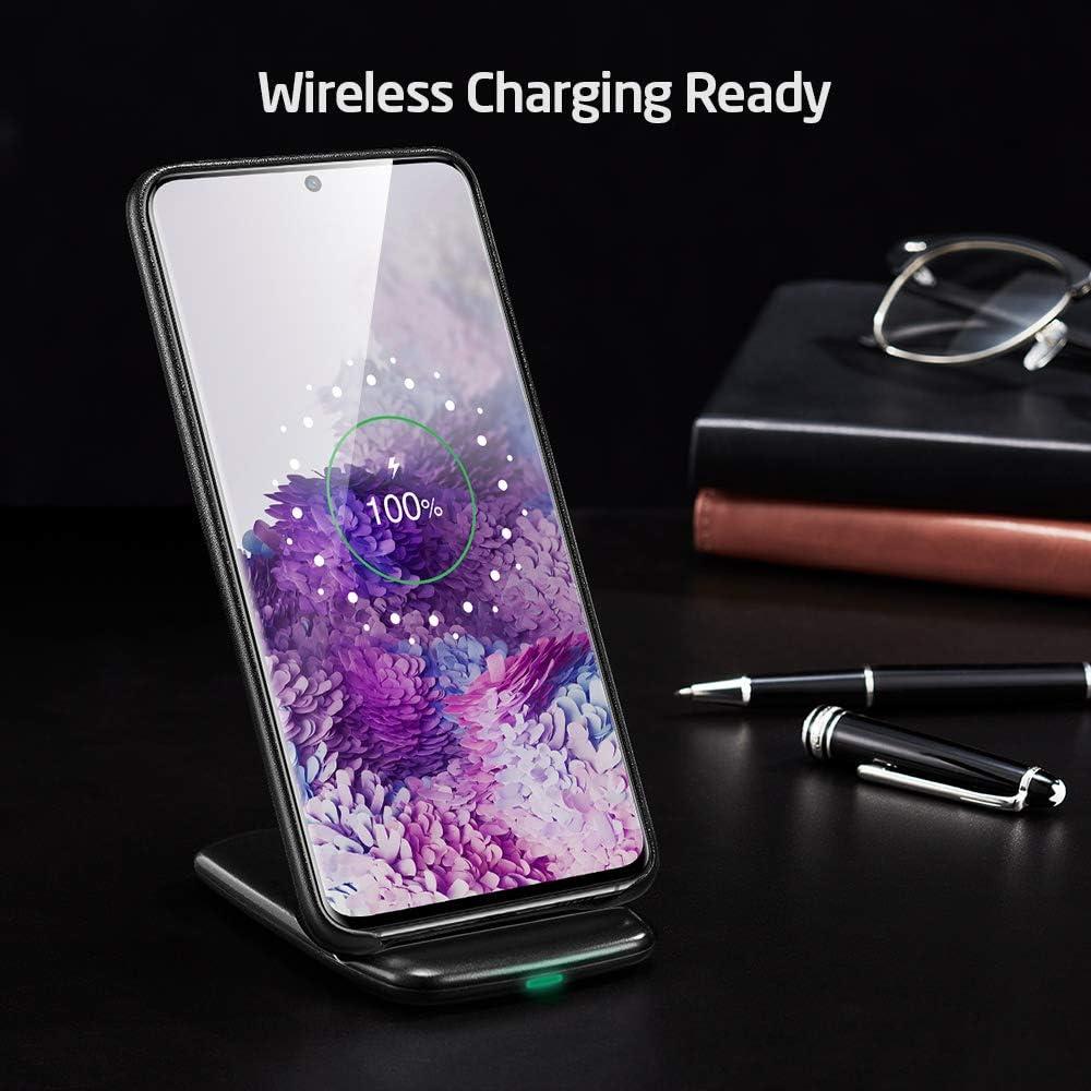 imageESR Vegan Leather Case Compatible with Galaxy S20 Ultra Slim FauxLeather Phone Case Supports Wireless Charging ScratchResistant Protective Case for The Samsung Galaxy S20 Ultra 2020 Black
