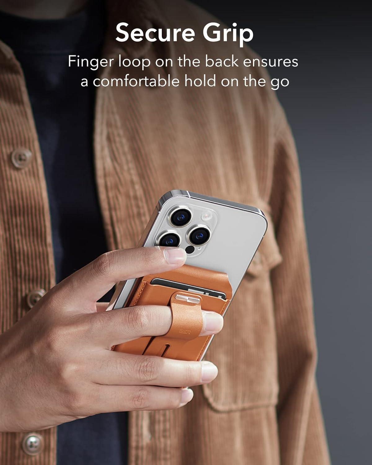 imageESR HaloLock Magnetic Wallet with Adjustable Stand Grip 3 Card Holder Phone Case for iPhone 16 iPhone 16 Plus iPhone 16 Pro iPhone 16 Pro Max MagSafe Accessories Warm Brown