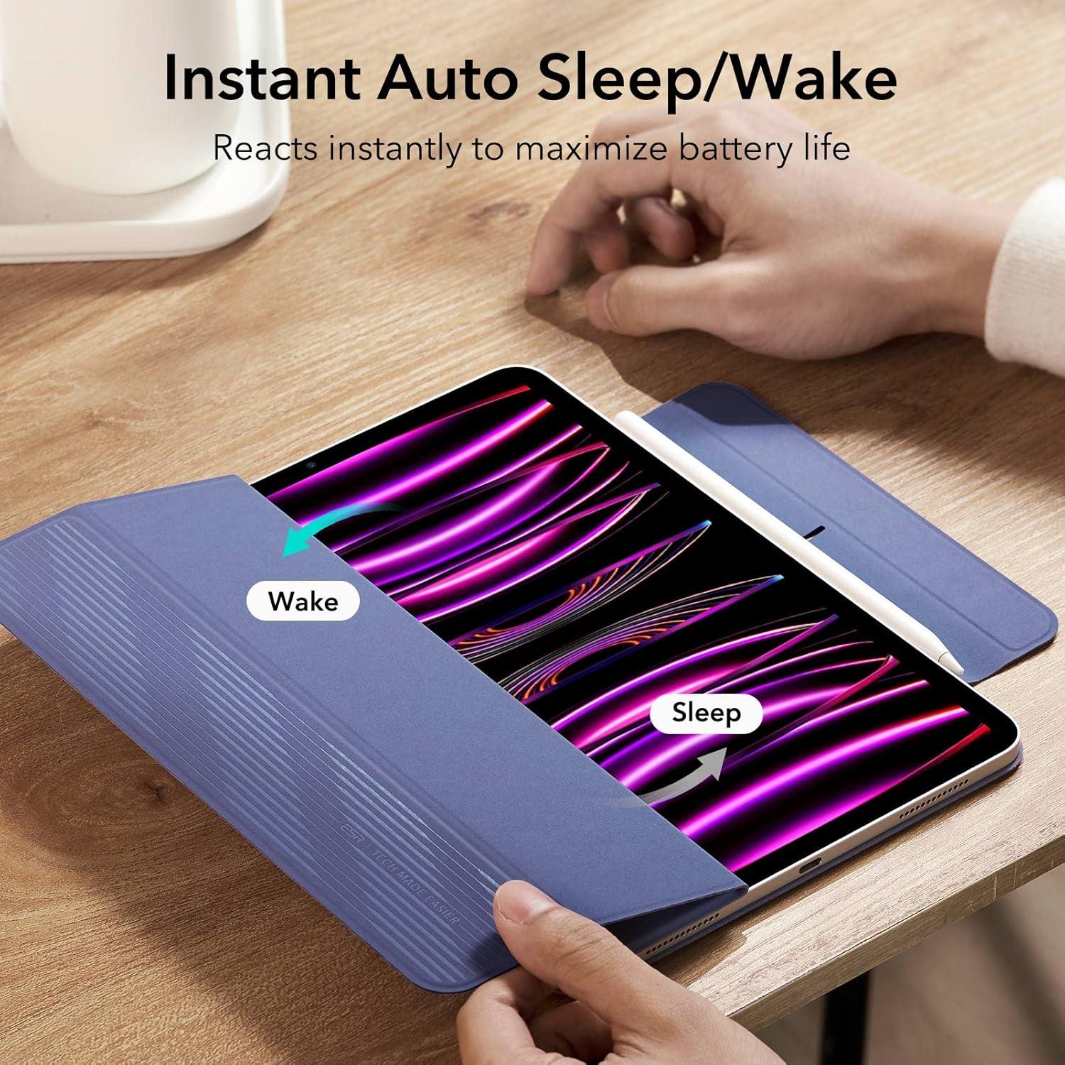 imageESR for iPad Pro 129 6th5th4th Gen iPad Air 13 Inch Case M3M2 20252024 Powerful Magnetic Attachment Slim Trifold Stand Case Supports Pencil Pro amp USBC Rebound Series Durable BlackLavender