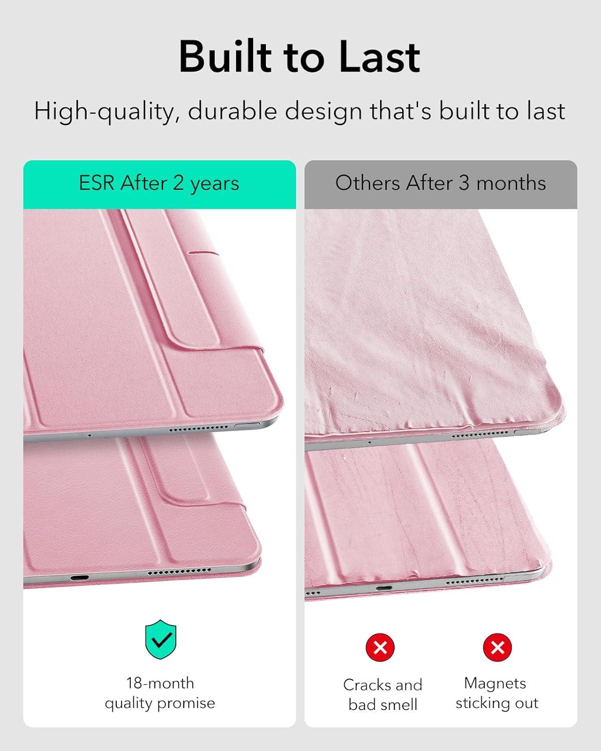 imageESR for iPad Pro 129 6th5th4th Gen iPad Air 13 Inch Case M3M2 20252024 Powerful Magnetic Attachment Slim Trifold Stand Case Supports Pencil Pro amp USBC Rebound Series Durable BlackPink
