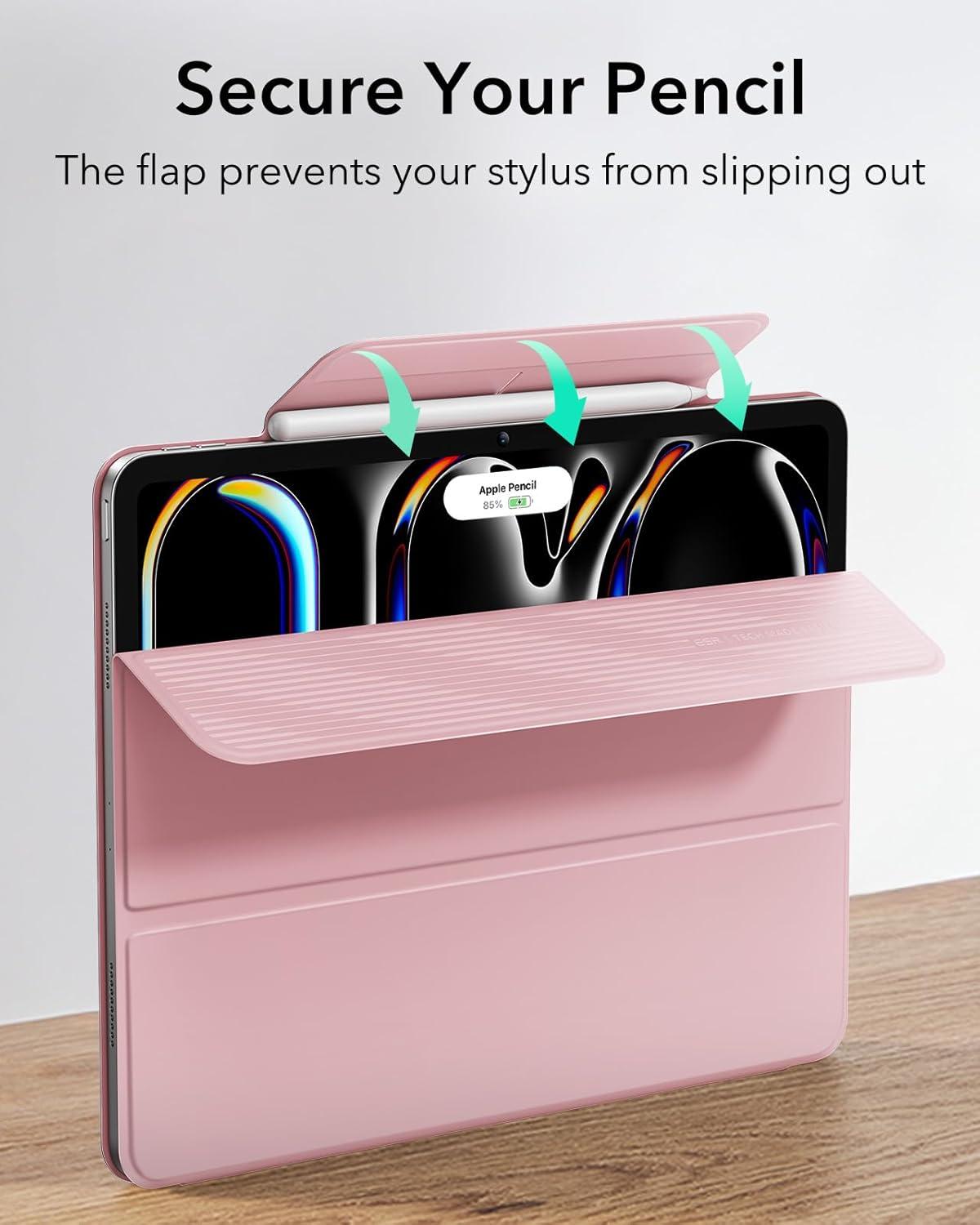 imageESR for iPad Pro 129 6th5th4th Gen iPad Air 13 Inch Case M3M2 20252024 Powerful Magnetic Attachment Slim Trifold Stand Case Supports Pencil Pro amp USBC Rebound Series Durable BlackPink
