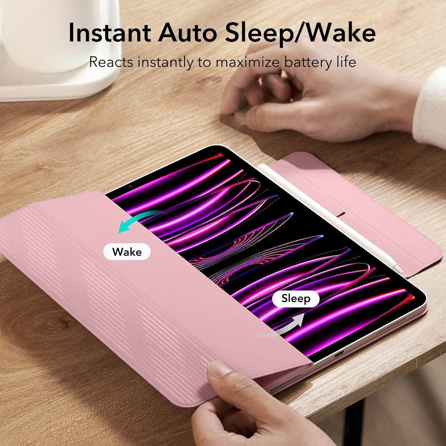 imageESR for iPad Pro 129 6th5th4th Gen iPad Air 13 Inch Case M3M2 20252024 Powerful Magnetic Attachment Slim Trifold Stand Case Supports Pencil Pro amp USBC Rebound Series Durable BlackPink