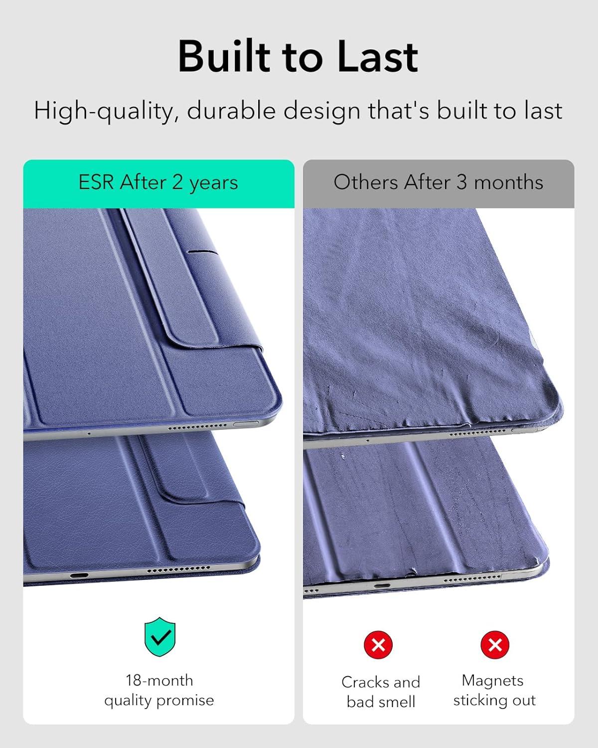 imageESR for iPad Pro 129 6th5th4th Gen iPad Air 13 Inch Case M3M2 20252024 Powerful Magnetic Attachment Slim Trifold Stand Case Supports Pencil Pro amp USBC Rebound Series Durable BlackLavender