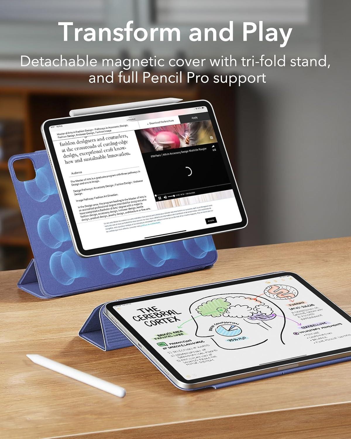 imageESR for iPad Pro 129 6th5th4th Gen iPad Air 13 Inch Case M3M2 20252024 Powerful Magnetic Attachment Slim Trifold Stand Case Supports Pencil Pro amp USBC Rebound Series Durable BlackLavender