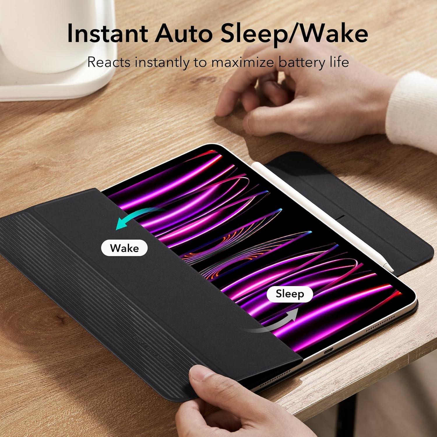imageESR for iPad Pro 129 6th5th4th Gen iPad Air 13 Inch Case M3M2 20252024 Powerful Magnetic Attachment Slim Trifold Stand Case Supports Pencil Pro amp USBC Rebound Series Durable BlackDurable Black