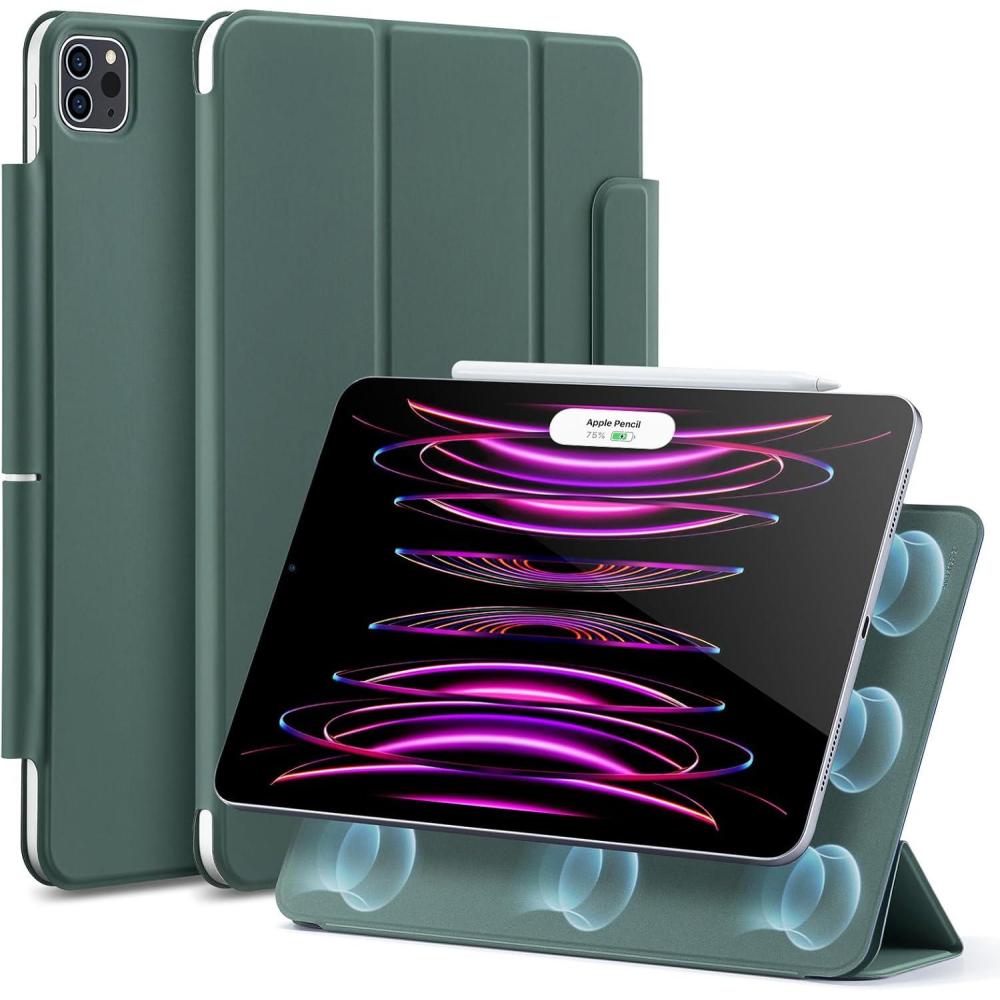 imageESR for iPad Pro 129 6th5th4th Gen iPad Air 13 Inch Case M3M2 20252024 Powerful Magnetic Attachment Slim Trifold Stand Case Supports Pencil Pro amp USBC Rebound Series Durable BlackGreen