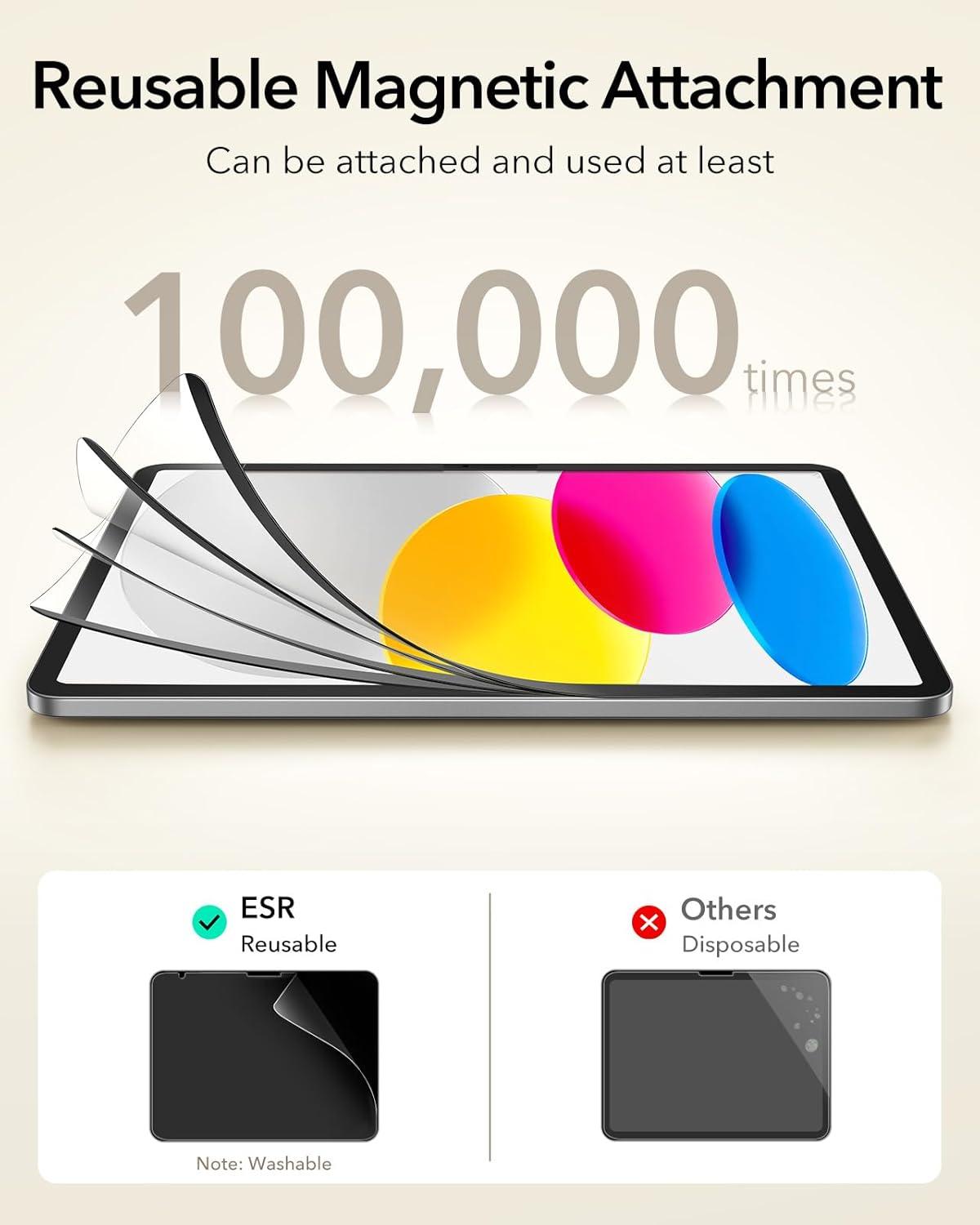 imageESR for iPad A16 11th10th Generation Case20252022109 Inch 2 Pack PaperFeel Magnetic Screen Protector