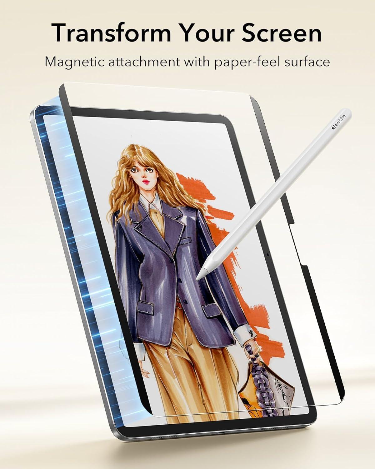 imageESR for iPad Air 11 Inch Case 2025 M3M2 iPad Air 7th6th5th4th Generation Case 202420222020 2 Pack PaperFeel Magnetic Screen Protector for iPad Air 11 Inch M3M2 7th6th Gen 20252024