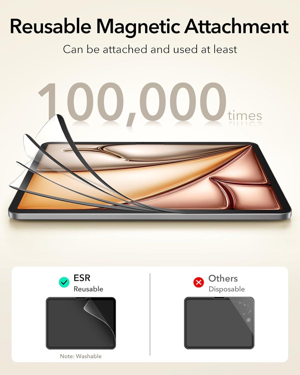 imageESR for iPad Air 11 Inch Case 2025 M3M2 iPad Air 7th6th5th4th Generation Case 202420222020 2 Pack PaperFeel Magnetic Screen Protector for iPad Air 11 Inch M3M2 7th6th Gen 20252024
