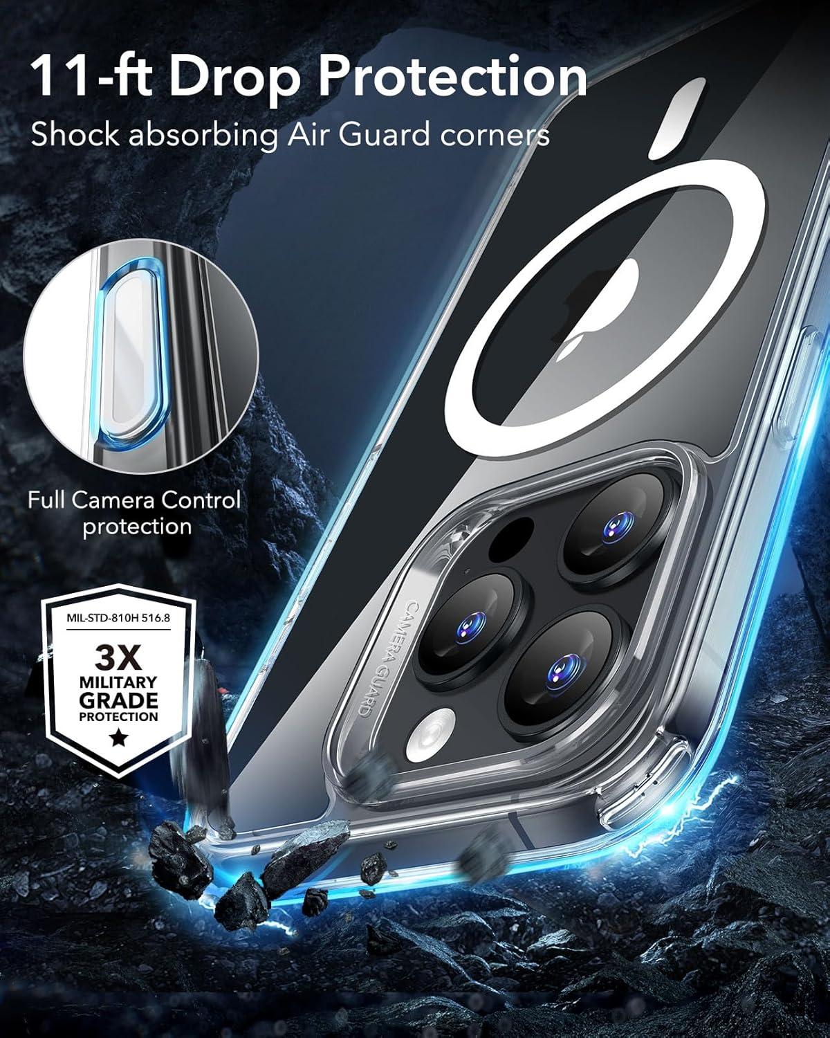 imageESR for iPhone 17 Pro Case Camera Control Compatible with MagSafe Shockproof MilitaryGrade Protection Magnetic Phone Case for iPhone 17 Pro Classic Hybrid Case Frosted BlueBFrosted Clear