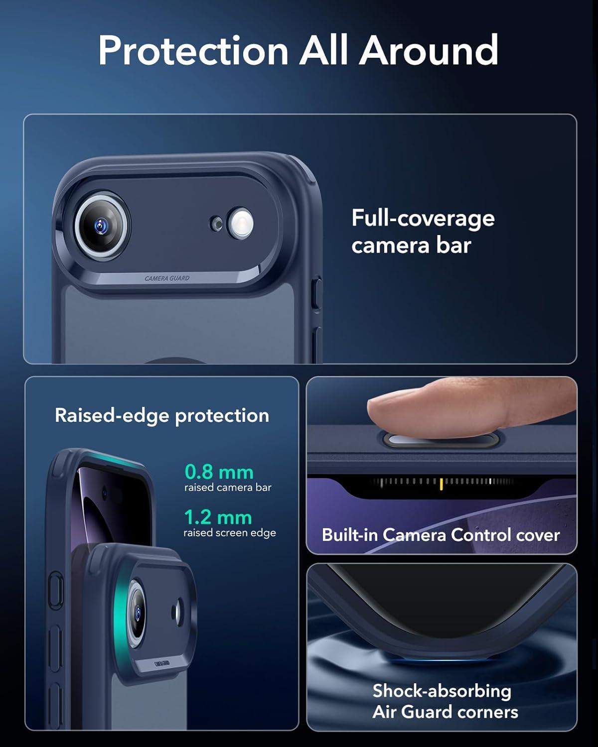 imageESR for iPhone 17 Pro Case Camera Control Compatible with MagSafe Shockproof MilitaryGrade Protection Magnetic Phone Case for iPhone 17 Pro Classic Hybrid Case Frosted BlueBFrosted Blue