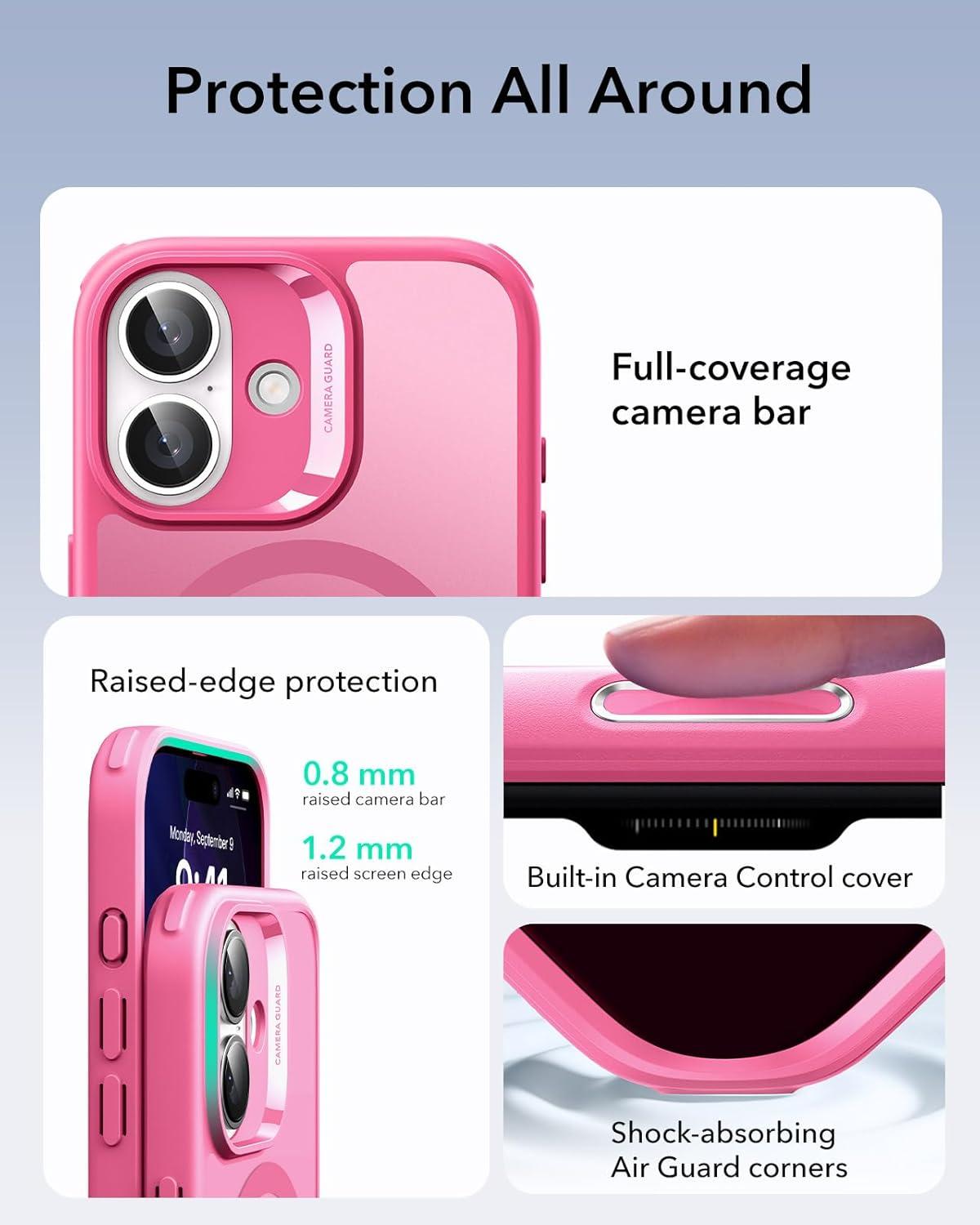 imageESR for iPhone 17 Pro Case Camera Control Compatible with MagSafe Shockproof MilitaryGrade Protection Magnetic Phone Case for iPhone 17 Pro Classic Hybrid Case Frosted BlueBFrosted Pink