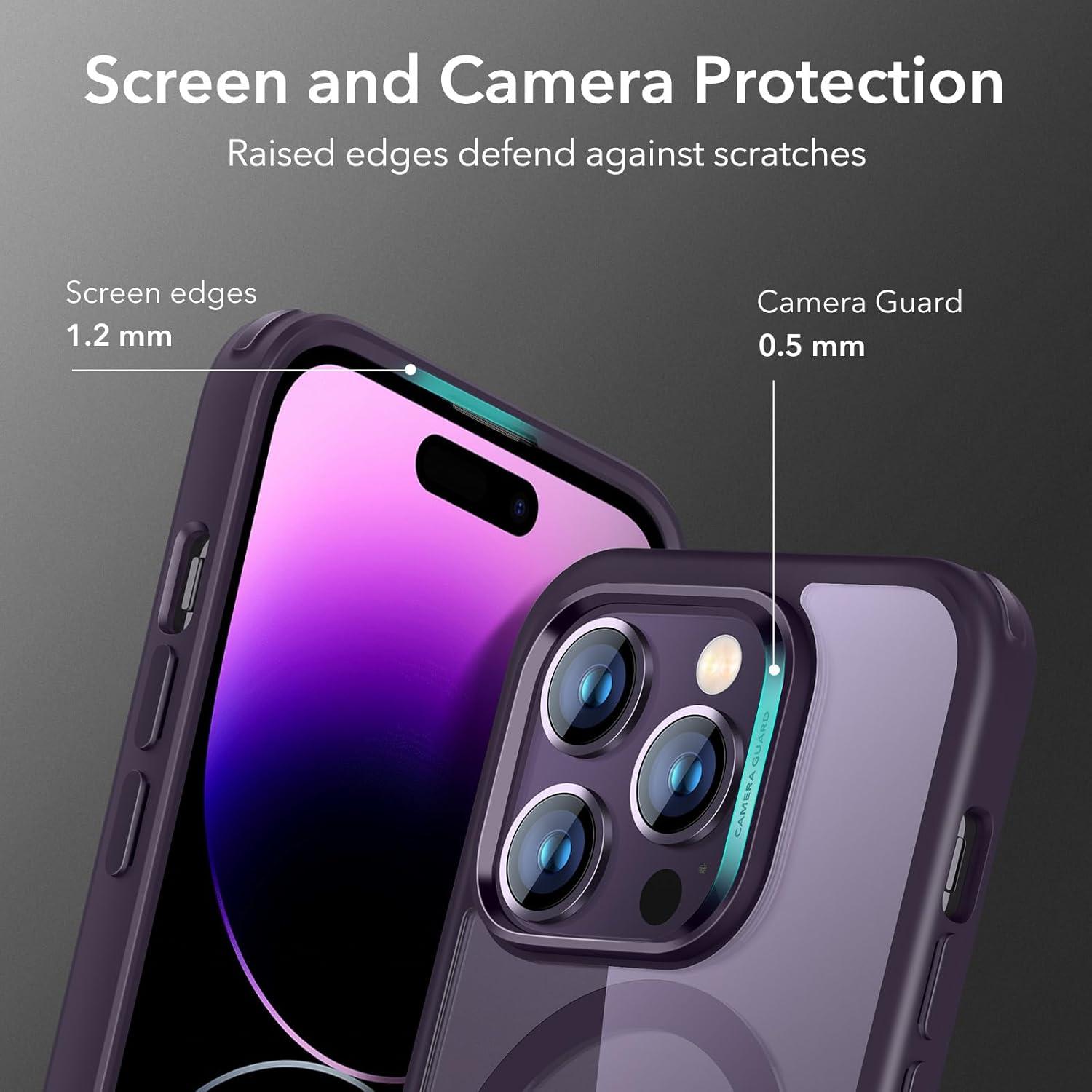 imageESR for iPhone 17 Pro Case Camera Control Compatible with MagSafe Shockproof MilitaryGrade Protection Magnetic Phone Case for iPhone 17 Pro Classic Hybrid Case Frosted BlueBClear Purple