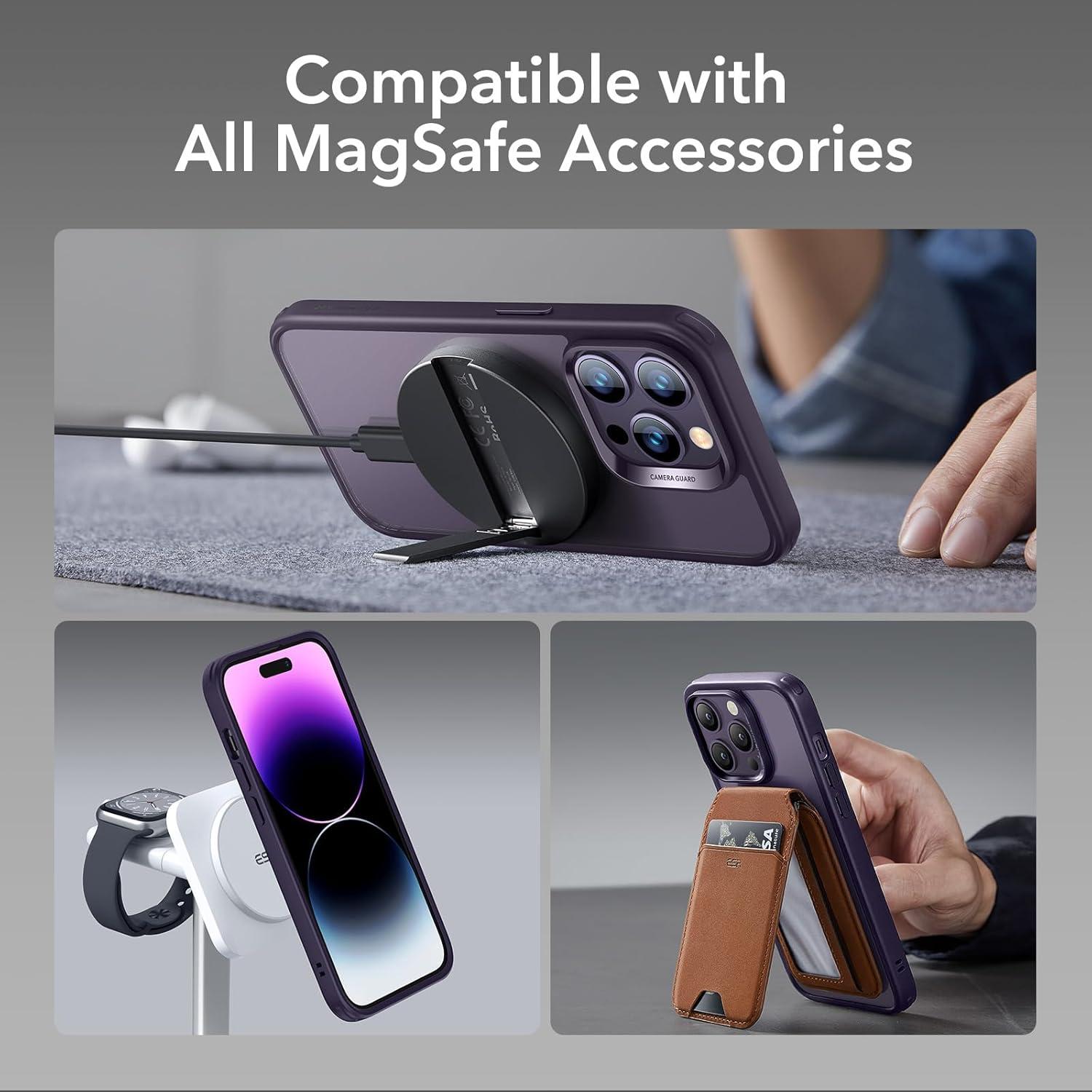 imageESR for iPhone 17 Pro Case Camera Control Compatible with MagSafe Shockproof MilitaryGrade Protection Magnetic Phone Case for iPhone 17 Pro Classic Hybrid Case Frosted BlueBClear Purple