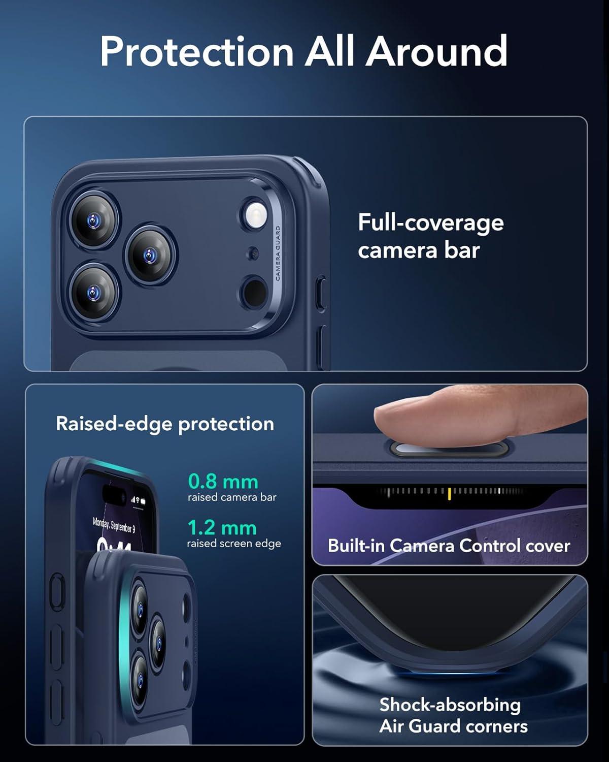 imageESR for iPhone 17 Pro Case Camera Control Compatible with MagSafe Shockproof MilitaryGrade Protection Magnetic Phone Case for iPhone 17 Pro Classic Hybrid Case Frosted BlueBFrosted Blue