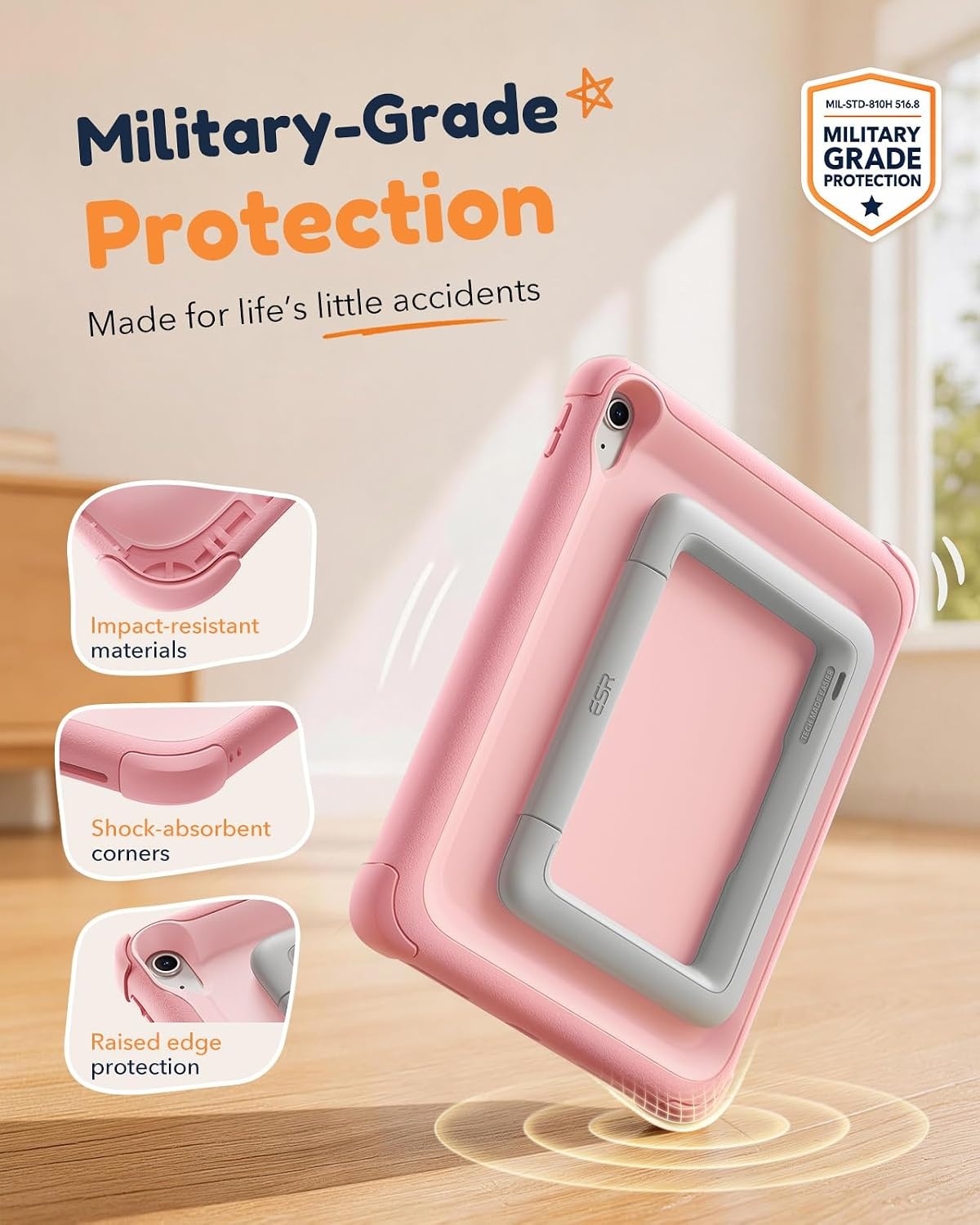 image:imageESR 2 Pack PaperFeel Screen Protector for iPad A16 11th10th 11109 InchKids Case for iPad A16 11 th10th Gen Pink