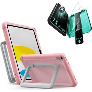 ESR 2 Pack Armorite Screen Protector for iPad A16 11th/10th (11/10.9 Inch)+Kids Case for iPad A16 11th/10th Gen Pink