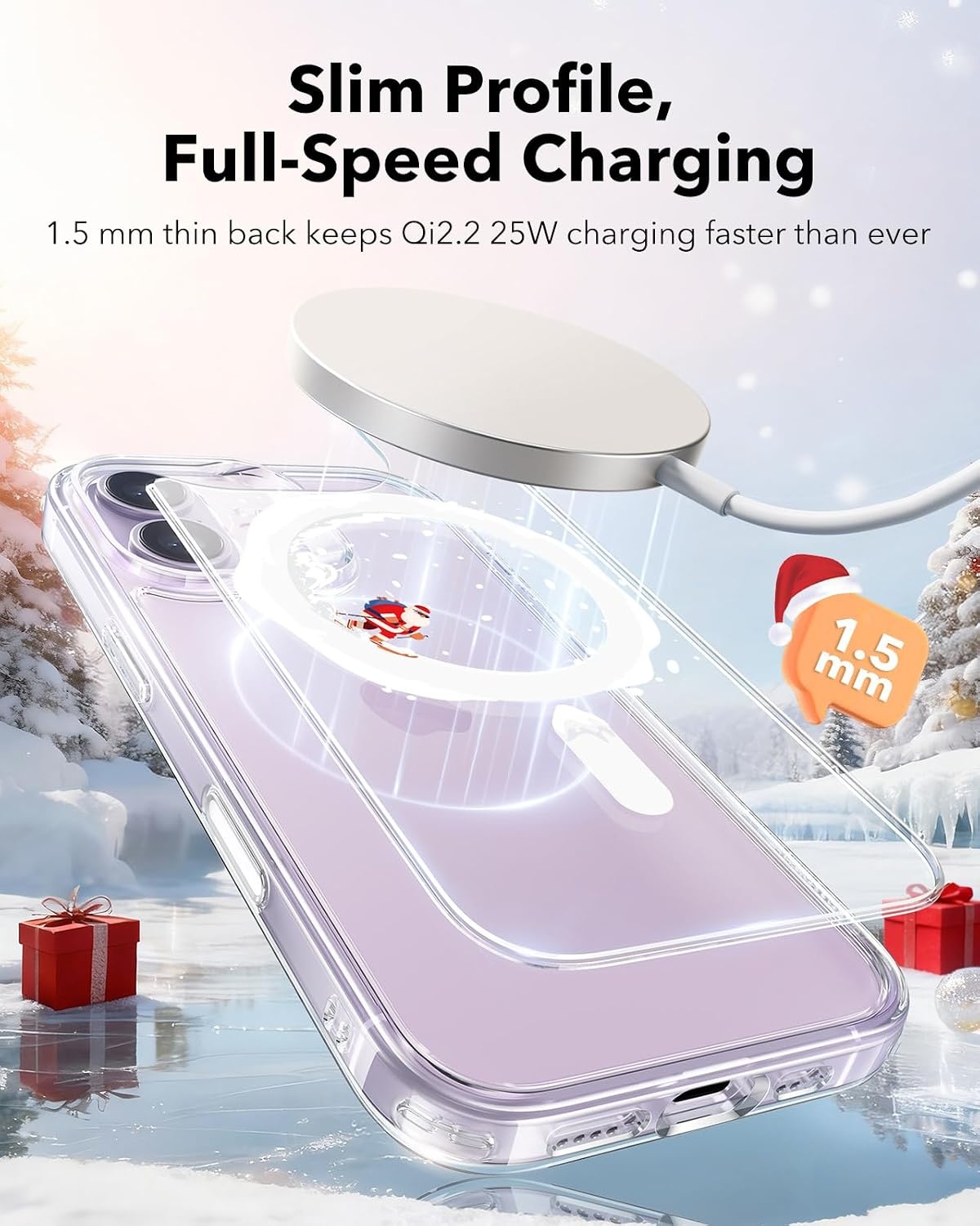 image:imageESR Classic Hybrid for iPhone 18 Pro Max17 Pro Max Case Frosted BurgundyClear Santa