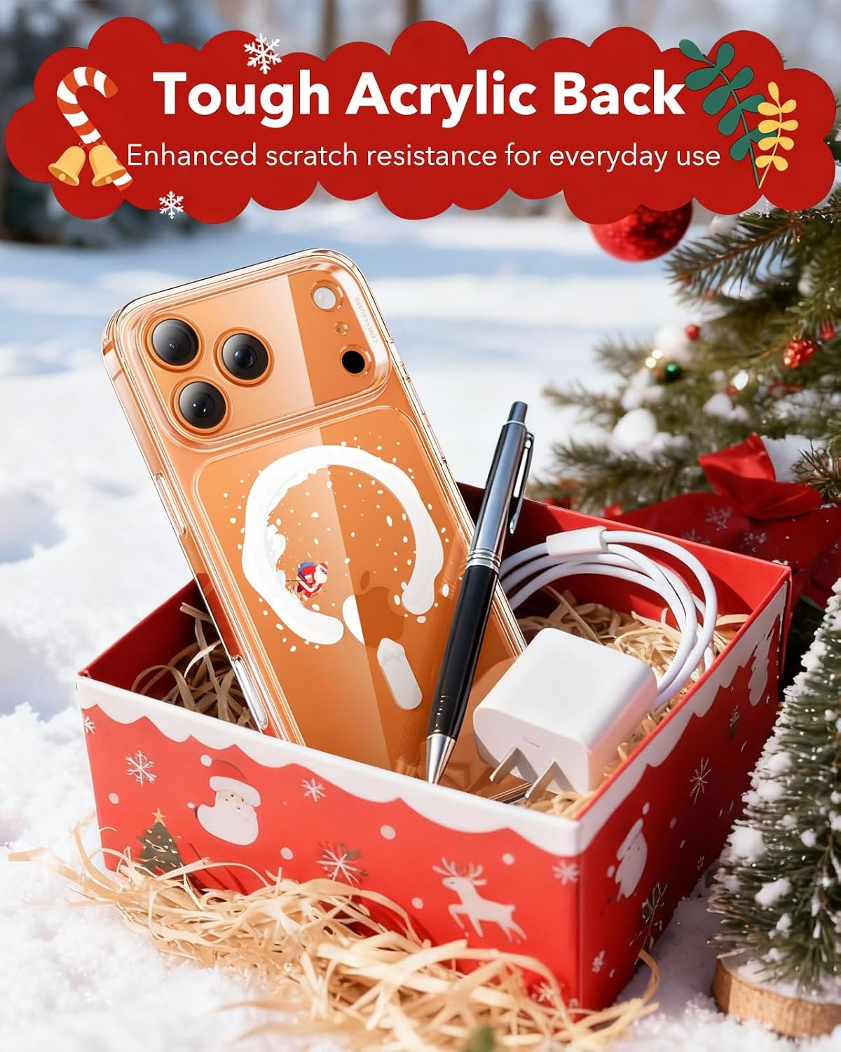 image:imageESR Classic Hybrid for iPhone 18 Pro Max17 Pro Max Case Frosted BurgundyClear Santa