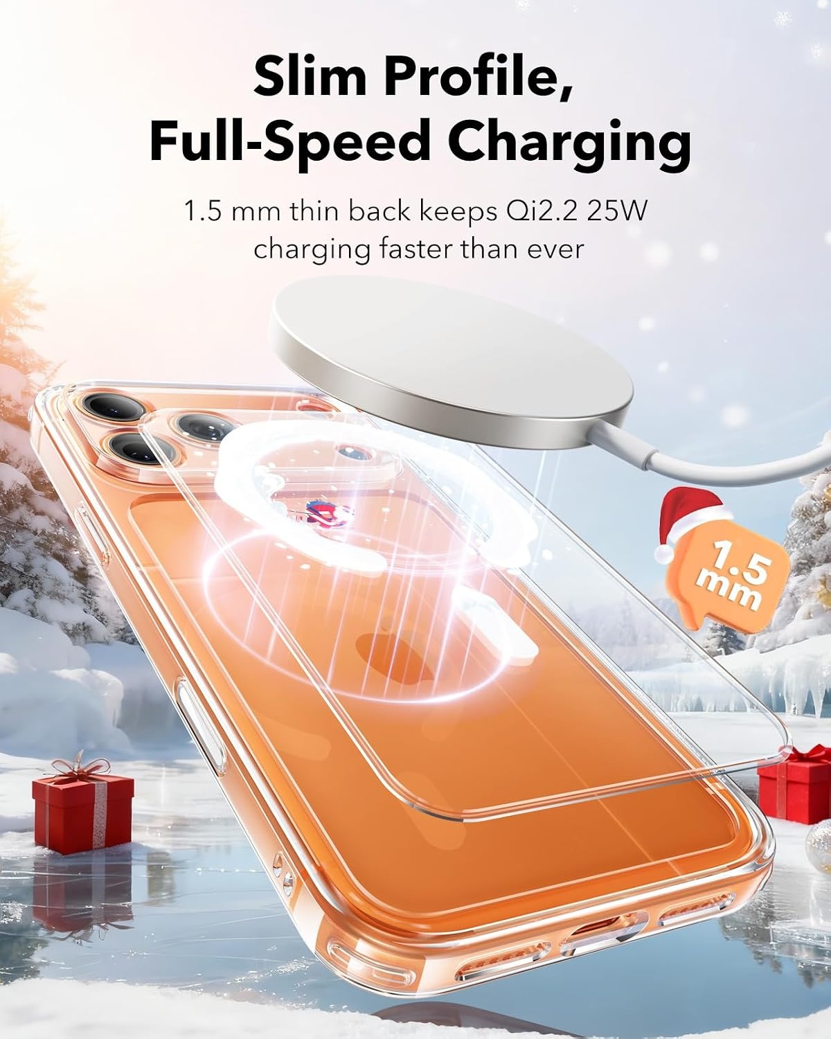image:imageESR Classic Hybrid for iPhone 18 Pro Max17 Pro Max Case Frosted BurgundyClear Santa