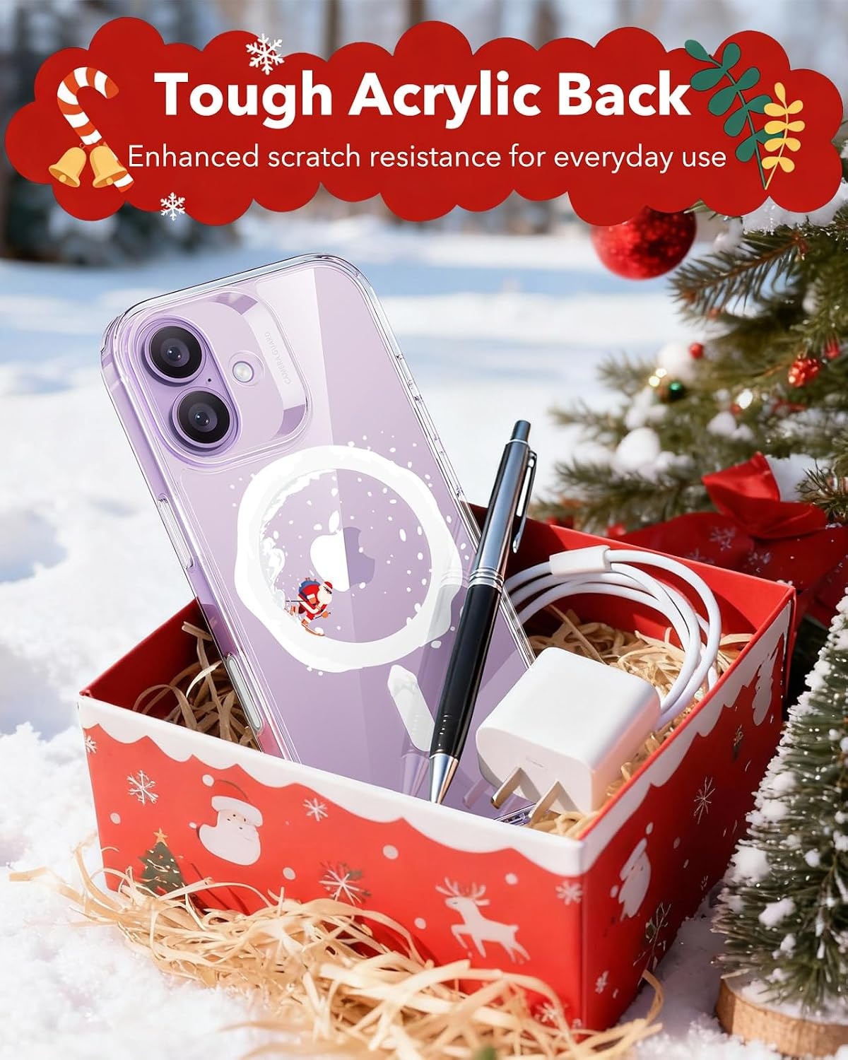 image:imageESR Classic Hybrid for iPhone 18 Pro Max17 Pro Max Case Frosted BurgundyClear Santa