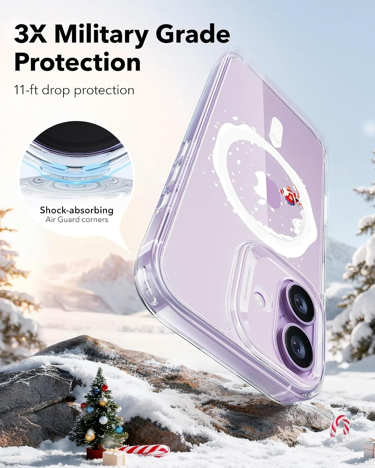 image:imageESR Classic Hybrid for iPhone 18 Pro Max17 Pro Max Case Frosted BurgundyClear Santa