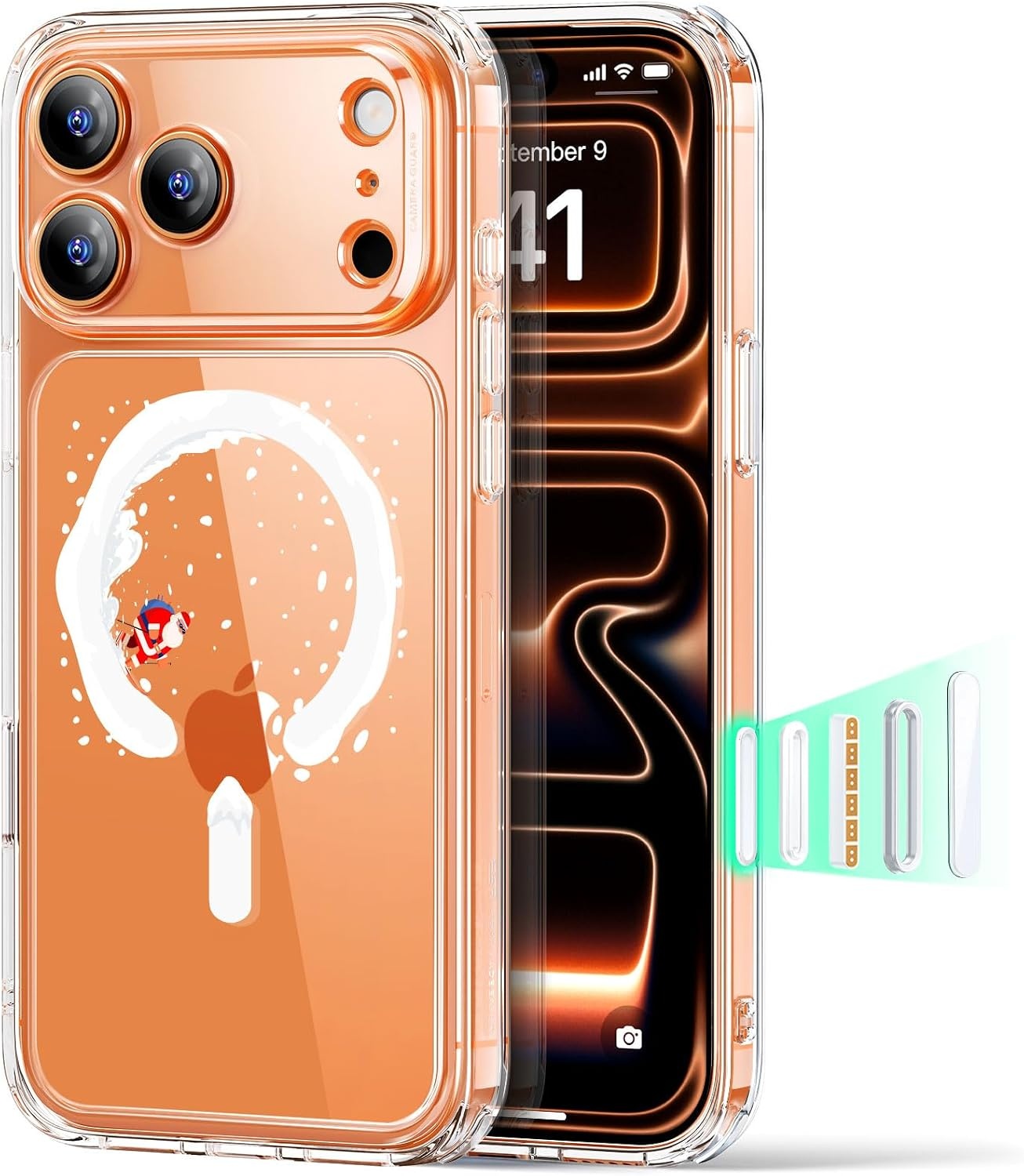 image:imageESR Classic Hybrid for iPhone 18 Pro Max17 Pro Max Case Frosted BurgundyClear Santa