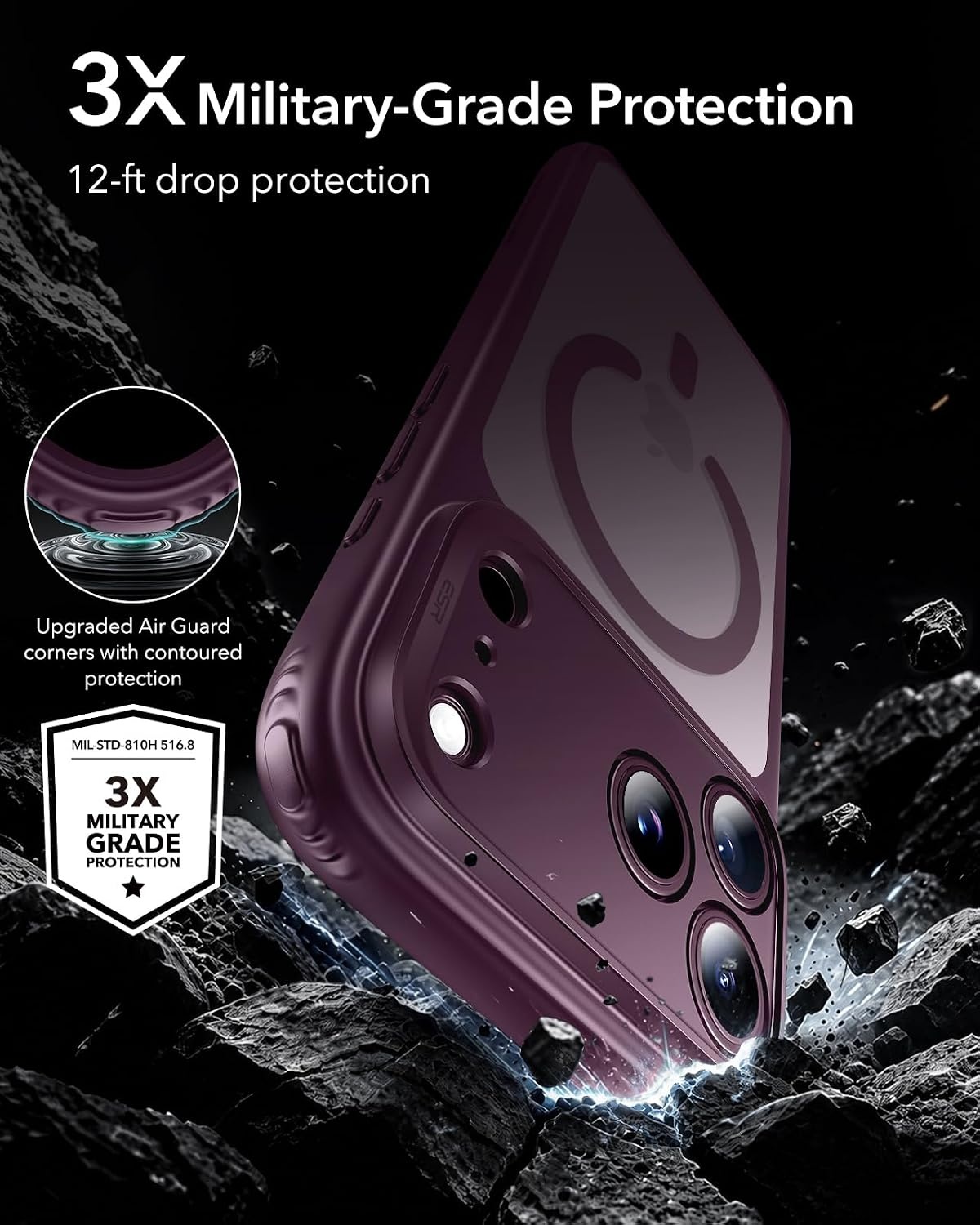 image:imageESR Classic Hybrid for iPhone 18 Pro Max17 Pro Max Case Frosted BurgundyFrosted Burgundy