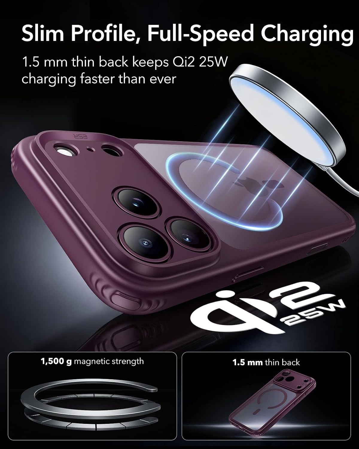 image:imageESR Classic Hybrid for iPhone 18 Pro Max17 Pro Max Case Frosted BurgundyFrosted Burgundy