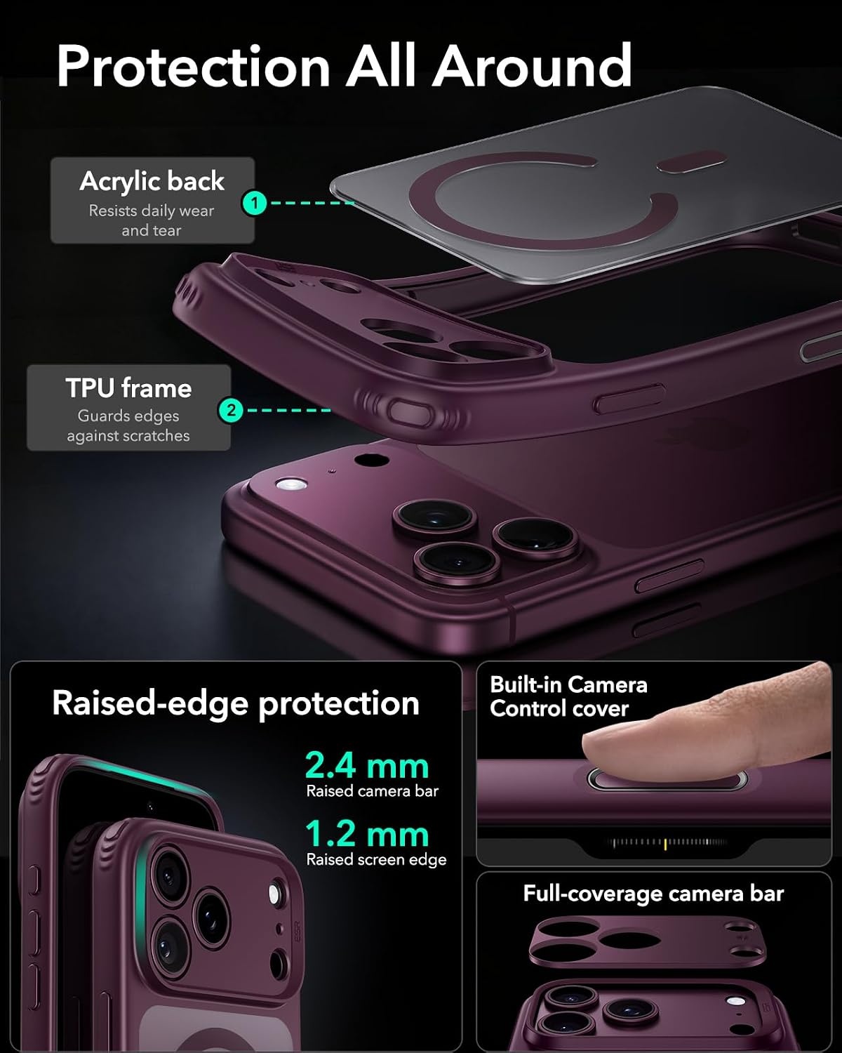 image:imageESR Classic Hybrid for iPhone 18 Pro Max17 Pro Max Case Frosted BurgundyFrosted Burgundy