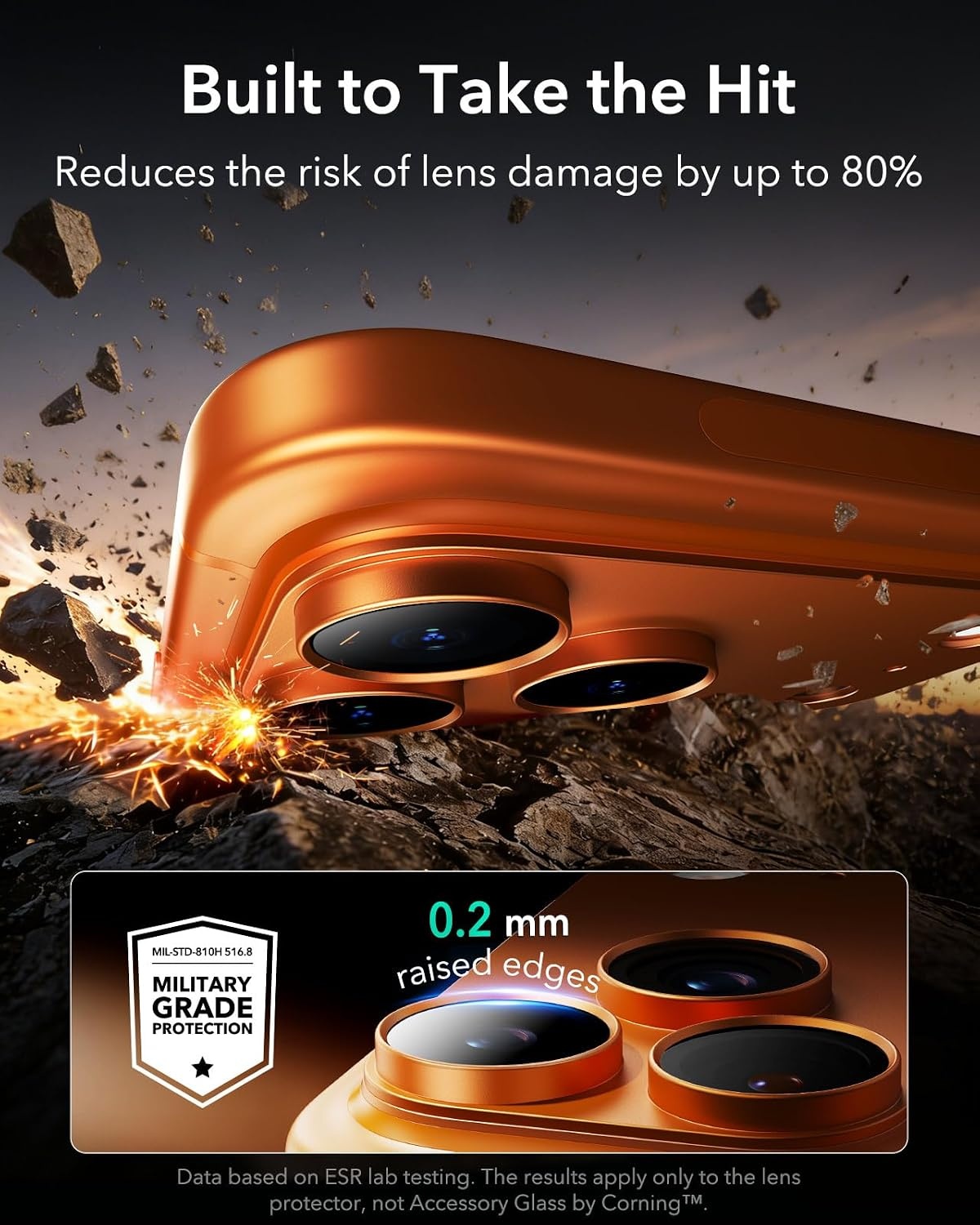 image:imageESR for iPhone 17 Pro Max Camera Lens Protector 1 Pack SilverOrange