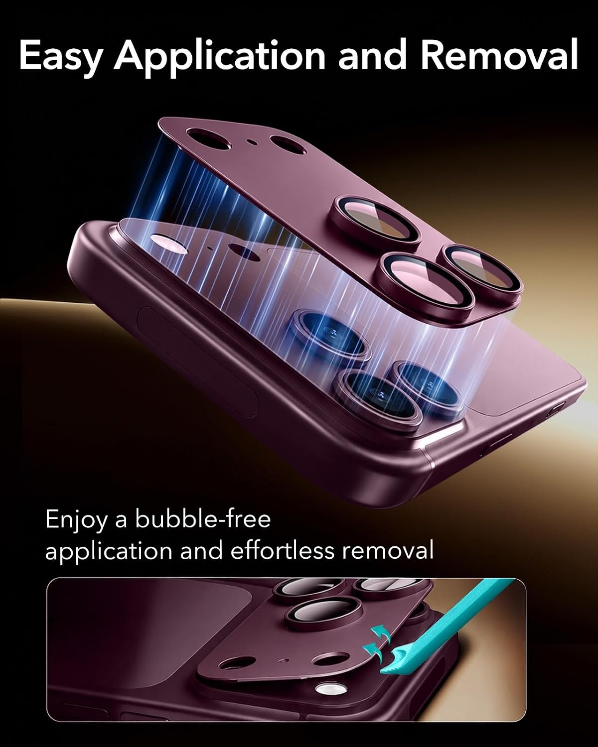 image:imageESR for iPhone 18 Pro Max Camera Lens Protector 1 Pack BlackBurgundy