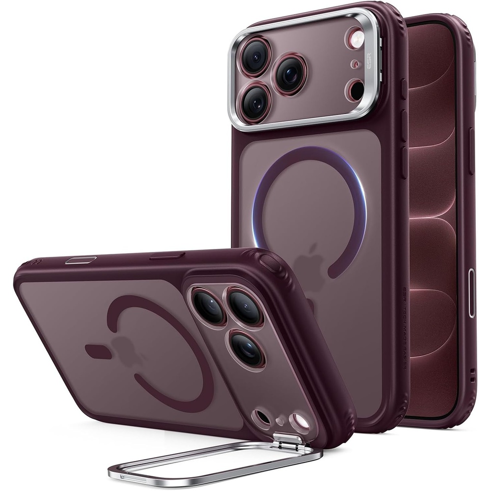 image:imageESR Classic Hybrid for iPhone 18 Pro Max17 Pro Max Case with Flex StandFrosted Burgundy
