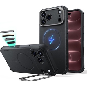 ESR Cyber Tough for iPhone 18 Pro/17 Pro Case with Flex Stand, Burgundy(Black)