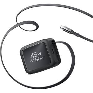 ESR Xtend 45W Retractable Charger, Up to 60W Dynamic Power with AVS, 2-Port(Black)