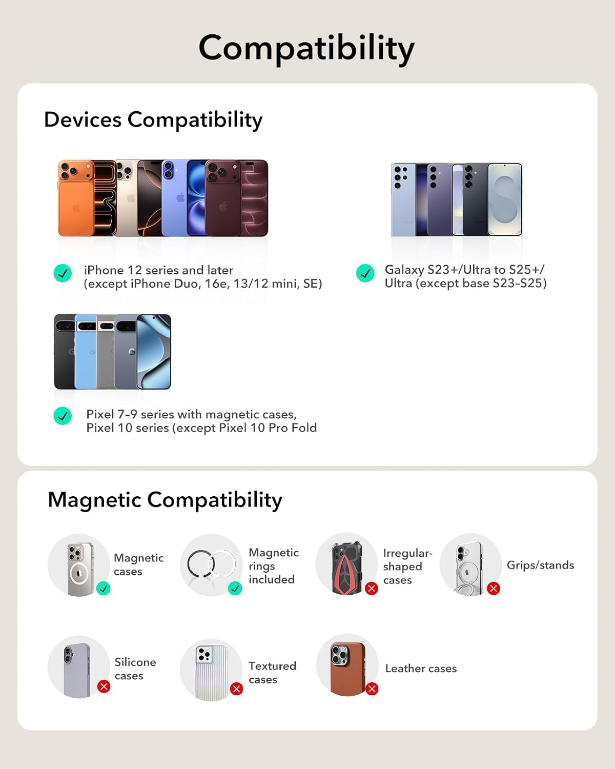 image:imageESR for MagSafe Wallet 5 Card Holder for Phone Case RFID BlockingWhite