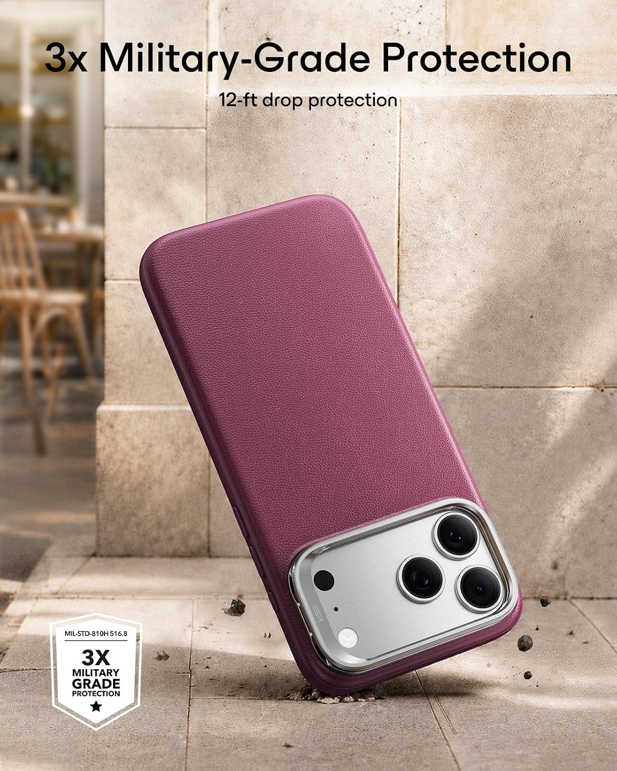 image:imageESR Atelier for iPhone 18 Pro17 Pro Case with Flex Stand BlackBurgundy