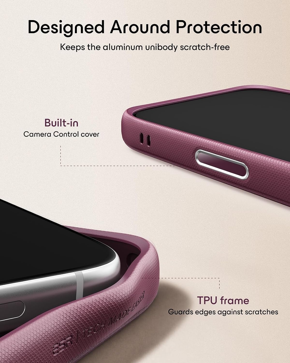 image:imageESR Atelier for iPhone 18 Pro17 Pro Case with Flex Stand BlackBurgundy